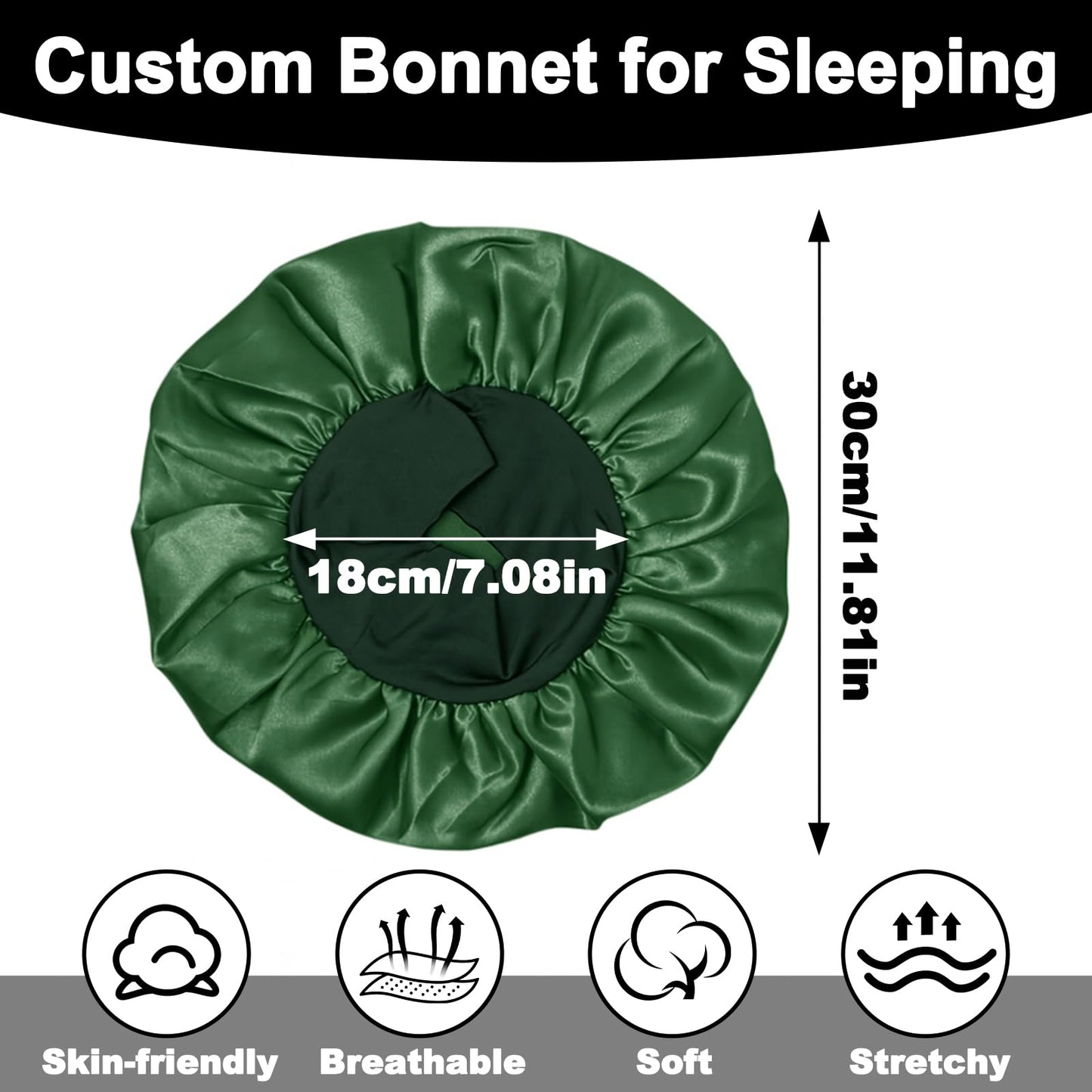 Personalized Hair Bonnet for Sleeping Women Valentines Day Gifts Custom Embroidered Name Silk Bonnets for Women Girls Satin Bonnet Elastic Band Sleep Cap Curly Hair