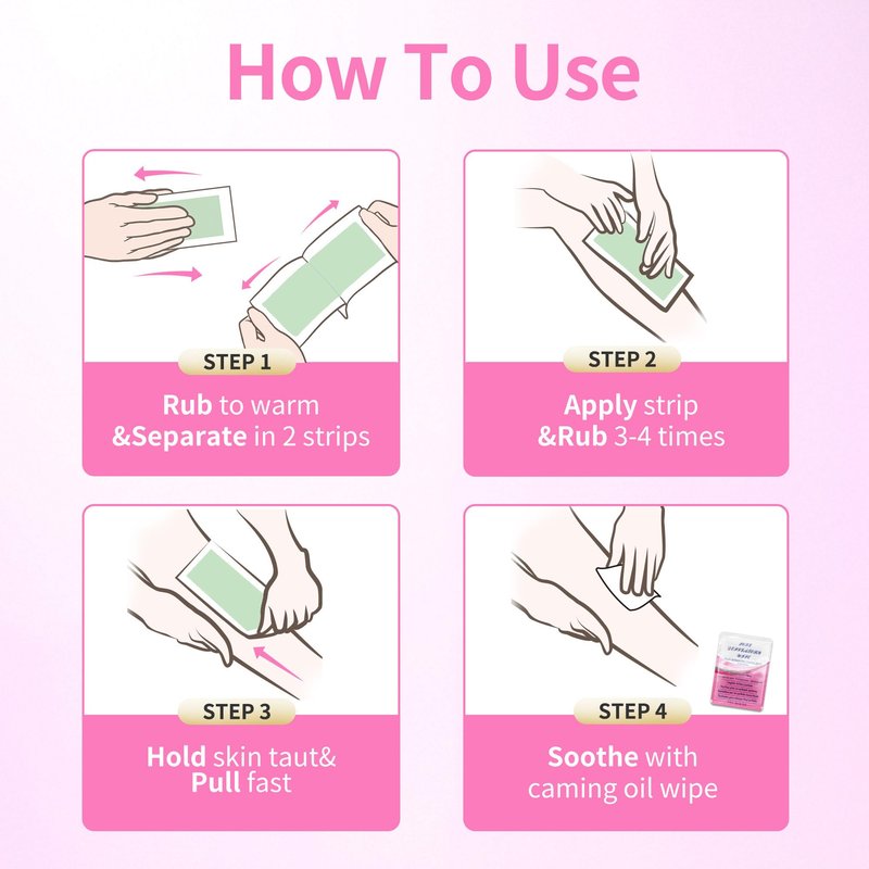 Beauty7 Body Wax Strips, Ready to Use Waxing Strip, Facial Hair Removal, Arms Legs Underarm Bikini Hair Removal, 36 Strips 6 Calming Oil Wipes for All Skin Types Women