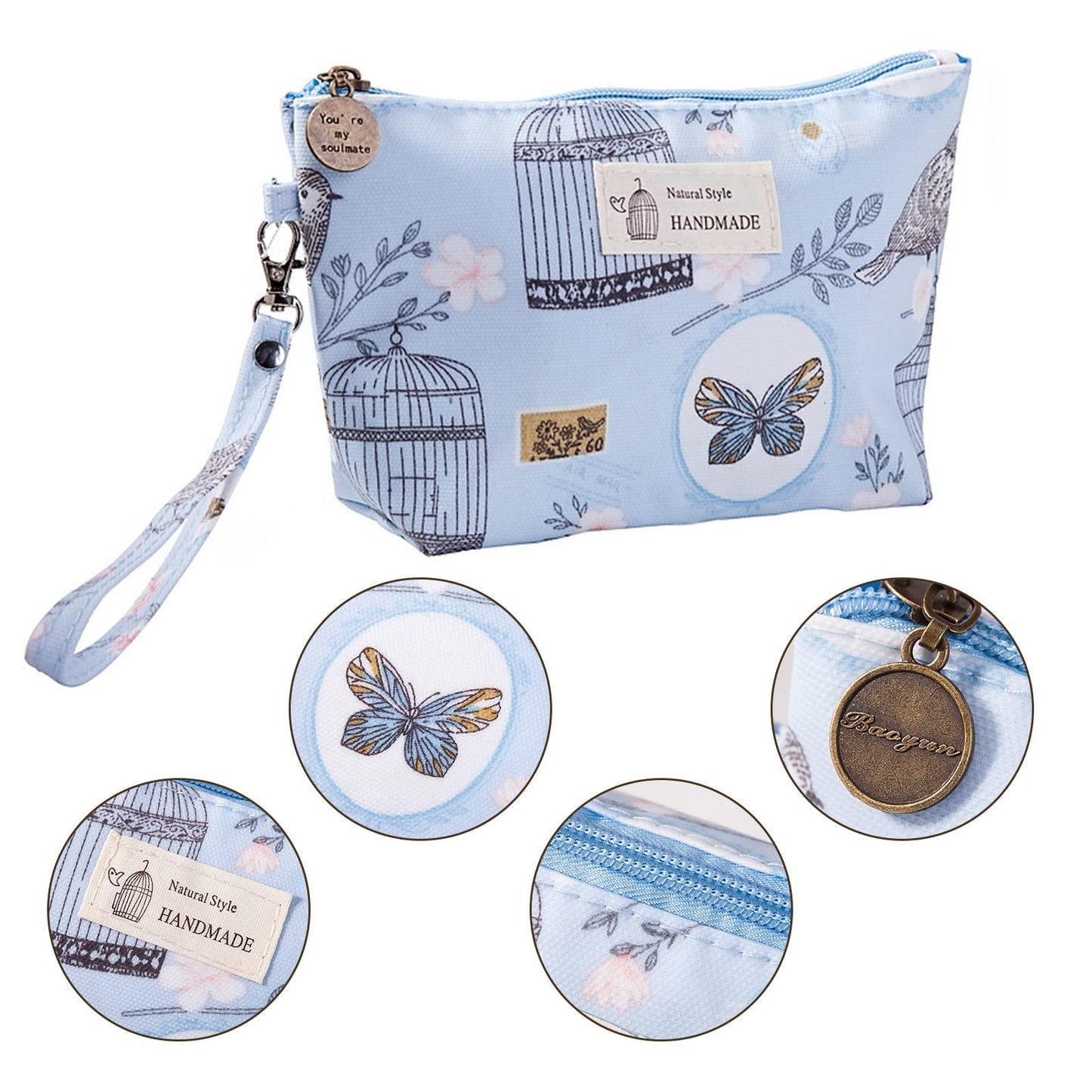 Qikuver Canvas Cosmetic Bags, 2 Pieces Cosmetic Bags for Women, Makeup bag Cute Cosmetic Bag Organizer Small Mini Makeup Pouch for Purse Toiletry Bag