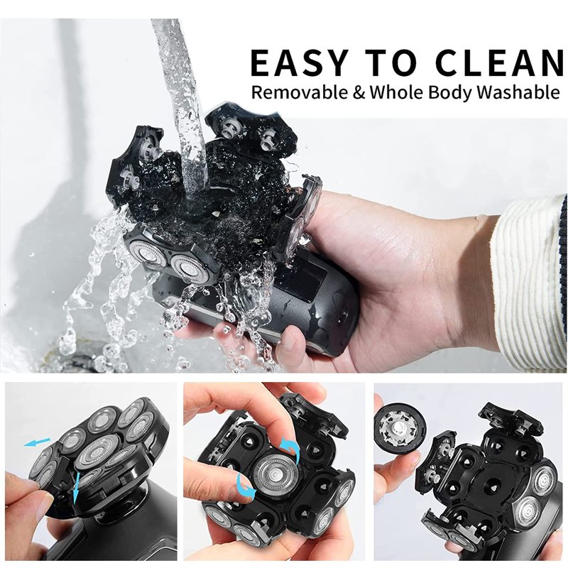 VODOZAVA Head Shaver Replacement Heads Magnetic 7 Blades Razor Replacement Blades Compatible with Freebird Shaver & Other Brands (black9)