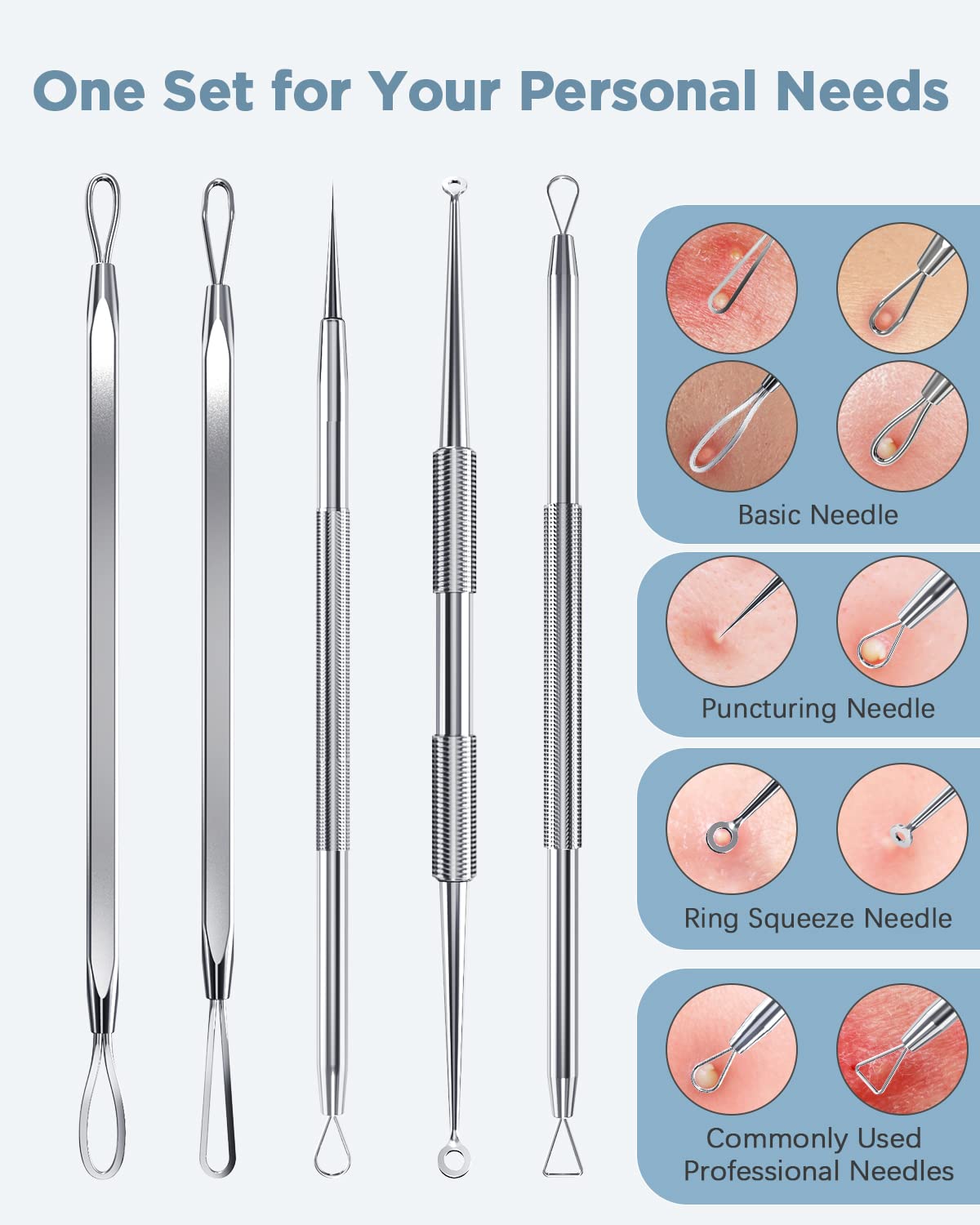 BESTOPE Blackhead Remover Blackhead Removal Pimple Comedone Extractor Tool - Treatment for Blemish Whitehead Popping Zit Removing with Metal Case (Silver)