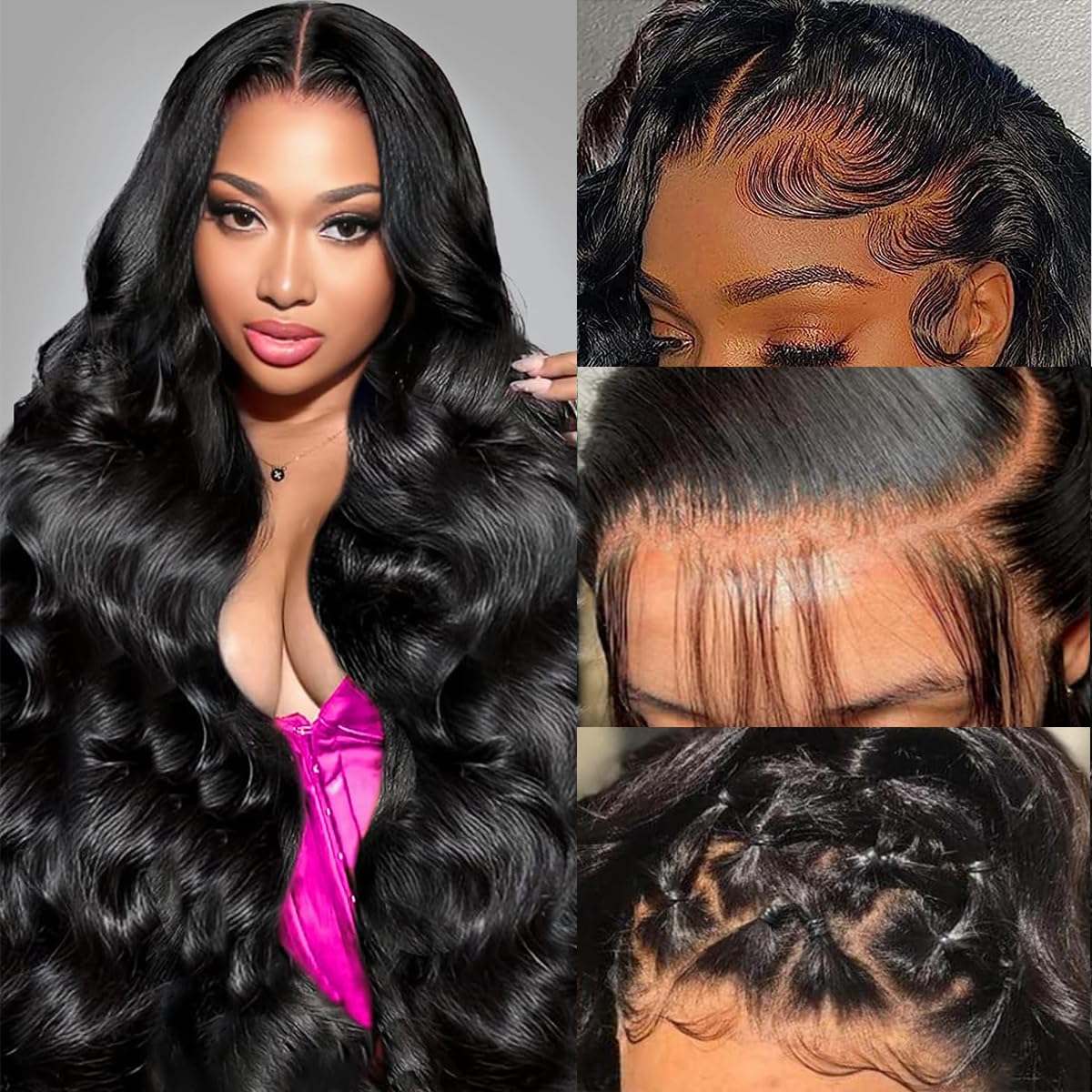 24Inch 13x4 HD Lace Front Wigs Human Hair 180% Density Body Wave Lace Front Wigs Human Hair Lace Front Wigs for Women Glueless Body Wave Wigs Human Hair Pre Plucked with Baby Hair Natural Black