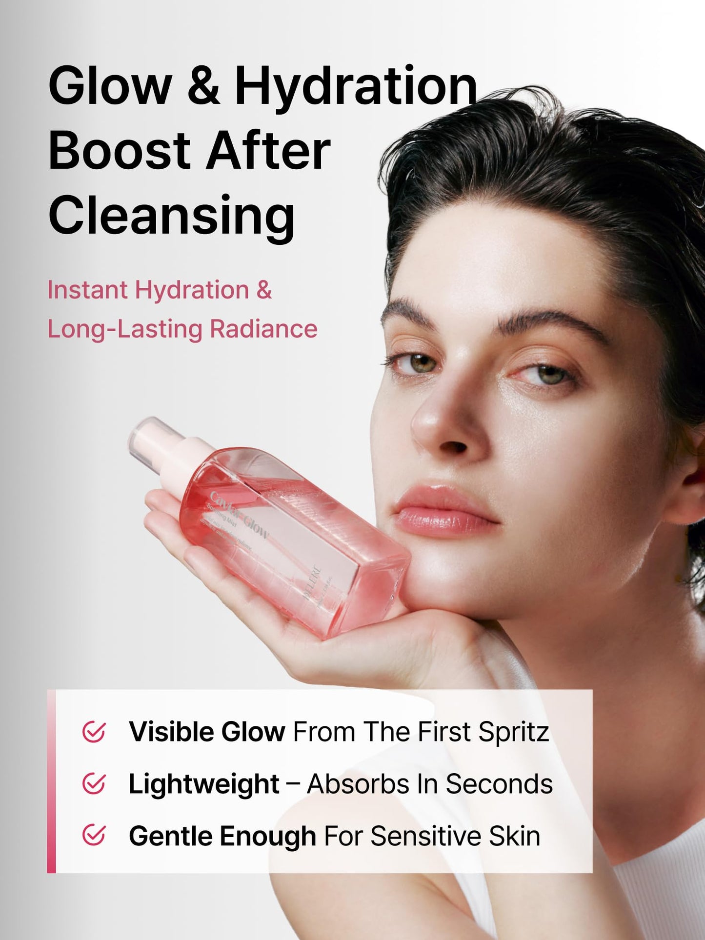 Delere Caviar Glow Soothing Mist | Korean Glass Skin Spray Serum with 5% Caviar & Squalane - Instant 3-Second Radiance & Makeup Setting – Anti-Aging Collagen Booster for Sensitive Skin, 3.4oz