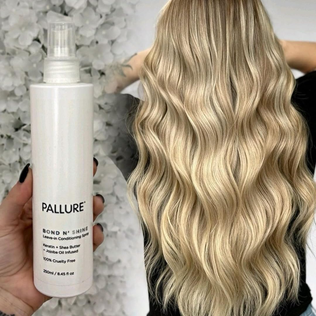 Pallure Bond N' Shine Leave-In Conditioning Spray - Heat Protectant & Detangler for Dry, Damaged Hair | 250 ml