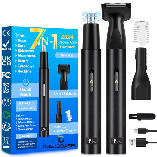 Dust2Oasis Nose Hair Trimmer for Men Women-2026 All-in-1 Professional Use for Nose Ear Hair Trimmers Clipper Pro-14,000RPM Motor,2 hrs Rechargeable Hair Trimmer Set with Dual Edge Blades,Black