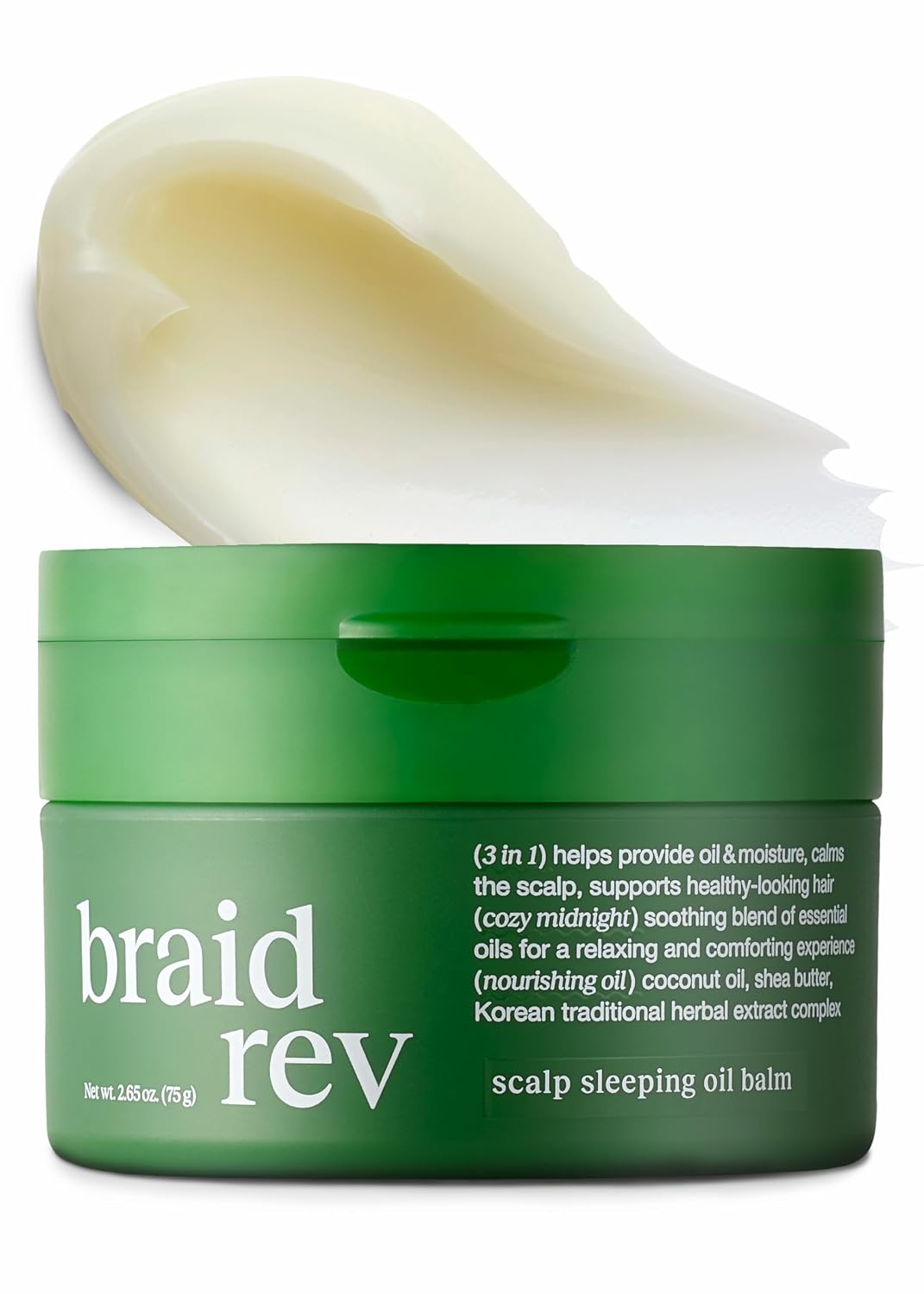 Braid Rev Scalp Sleeping Oil Balm - Nourishing Korean Scalp Treatment with Coconut & Shea Butter | 2.65 oz
