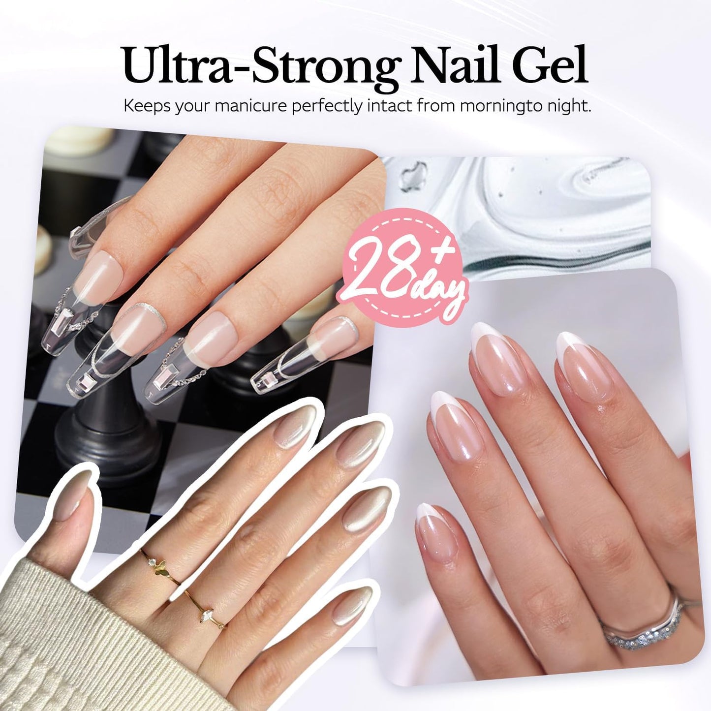 Solid Nail Glue Gel - 30g Clear Hard Gel for Acrylic Nails | Super Strong UV Cured for DIY Nail Art