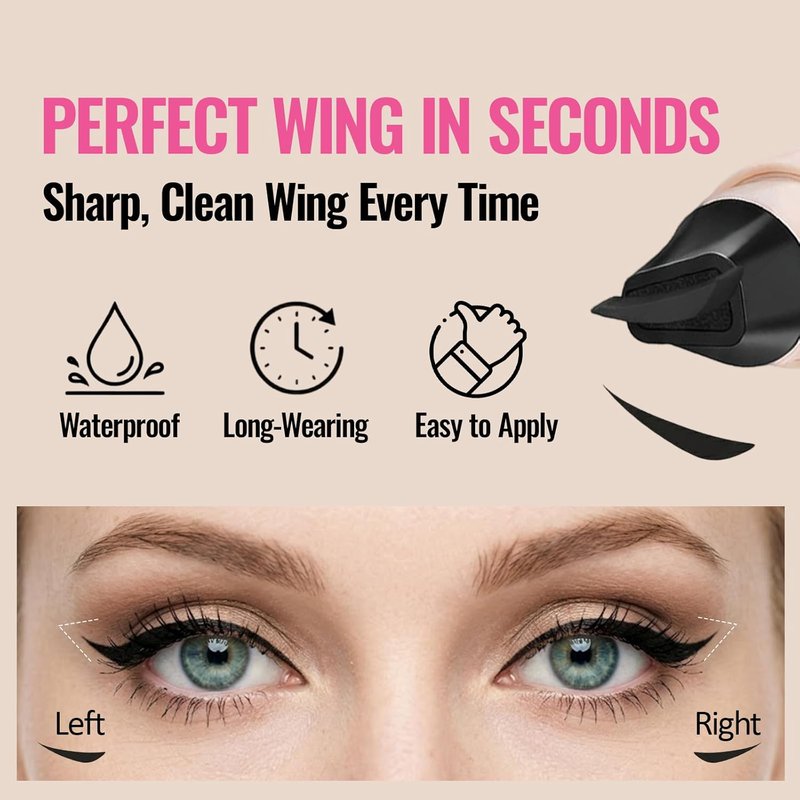 Winged Eyeliner Stamp Pen - Dual-Ended Cat Eye Makeup Tool | Quick-Dry, Long-Lasting, Smudge-Proof, Black