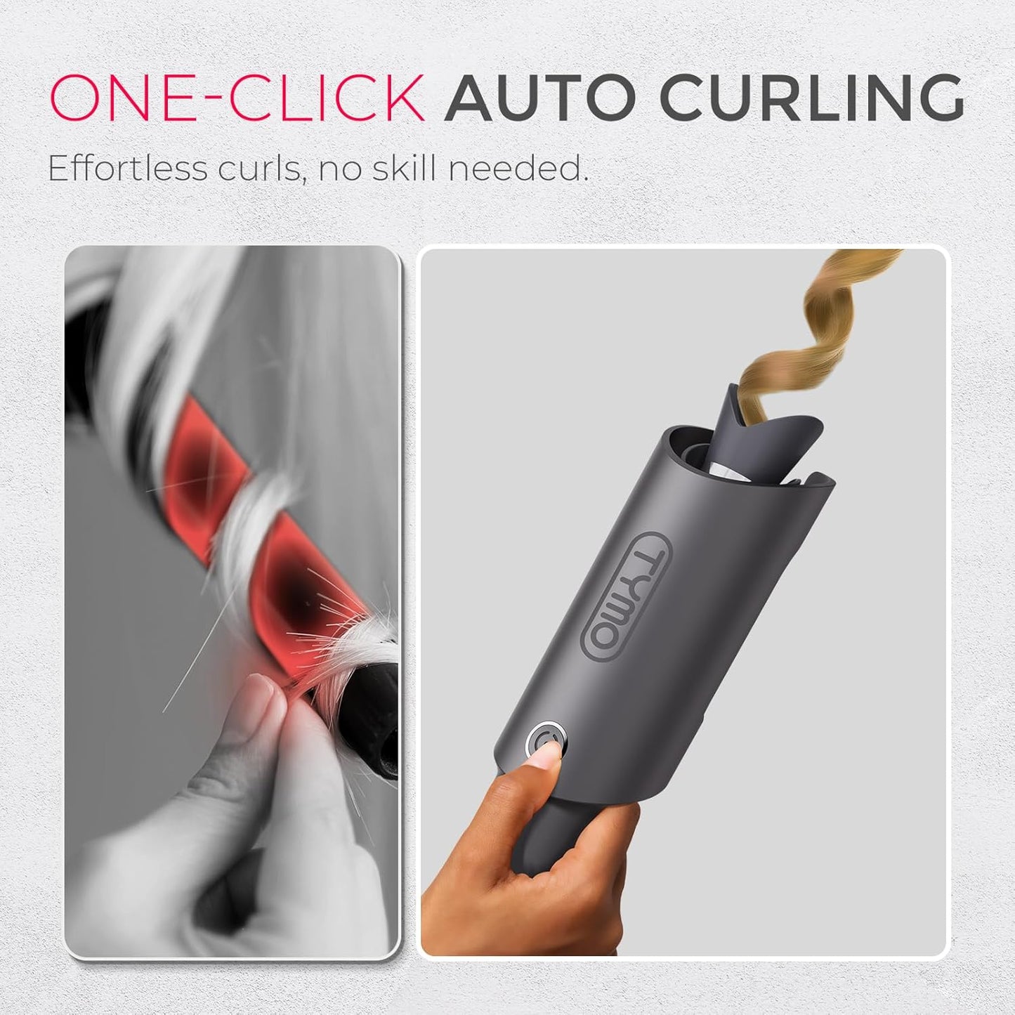 Tymo Automatic Rotating Curling Iron - 1-Inch Beach Waves Curling Wand | Dual Voltage, Lightweight & Ionic Ceramic Coating