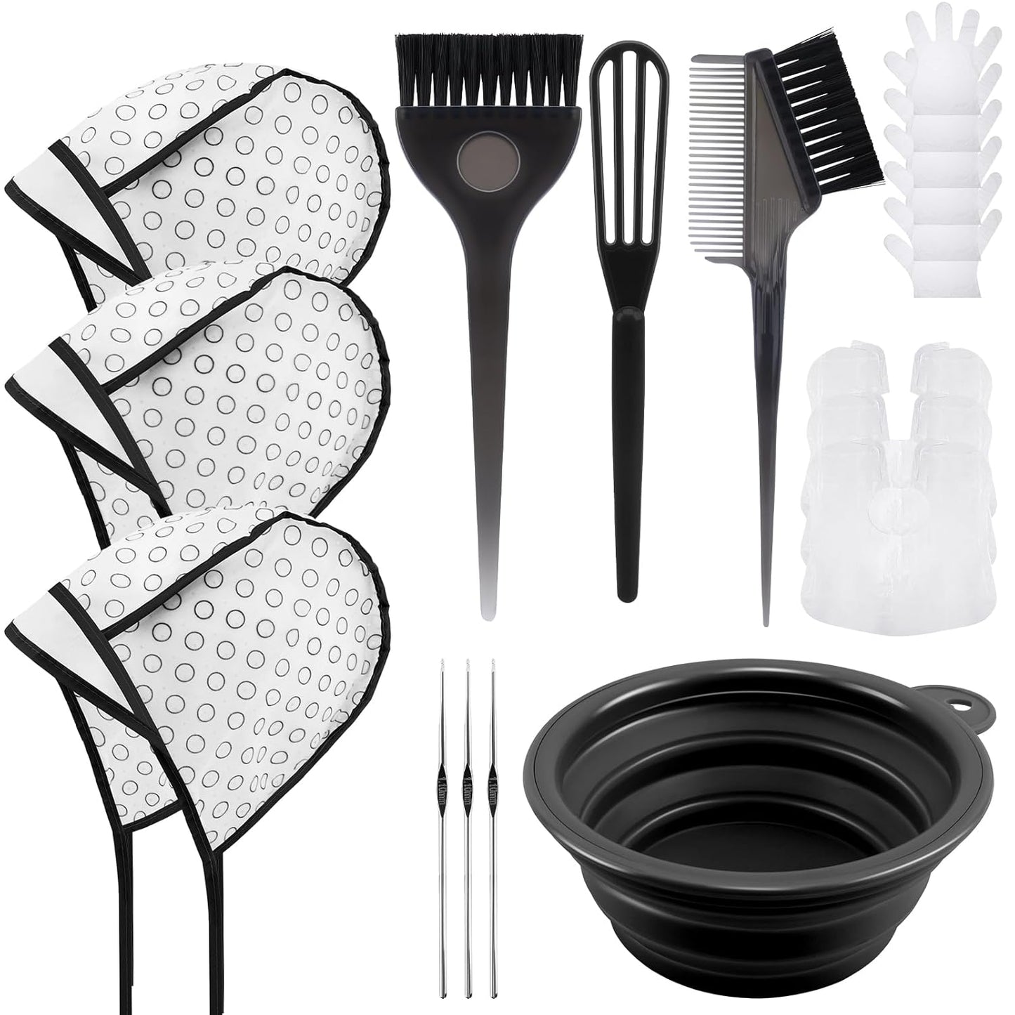 19PCS Hair Bleach Highlighting Kit - Complete Home Salon Tools Set | Includes Dye Brush, Bowl, Gloves & More (Pink)