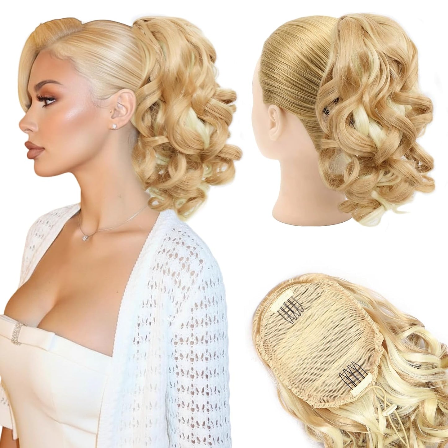 Curly Ponytail Extension - 10 Inch Drawstring Gray Synthetic Hairpiece for Women | Perfect for Daily Wear & Parties
