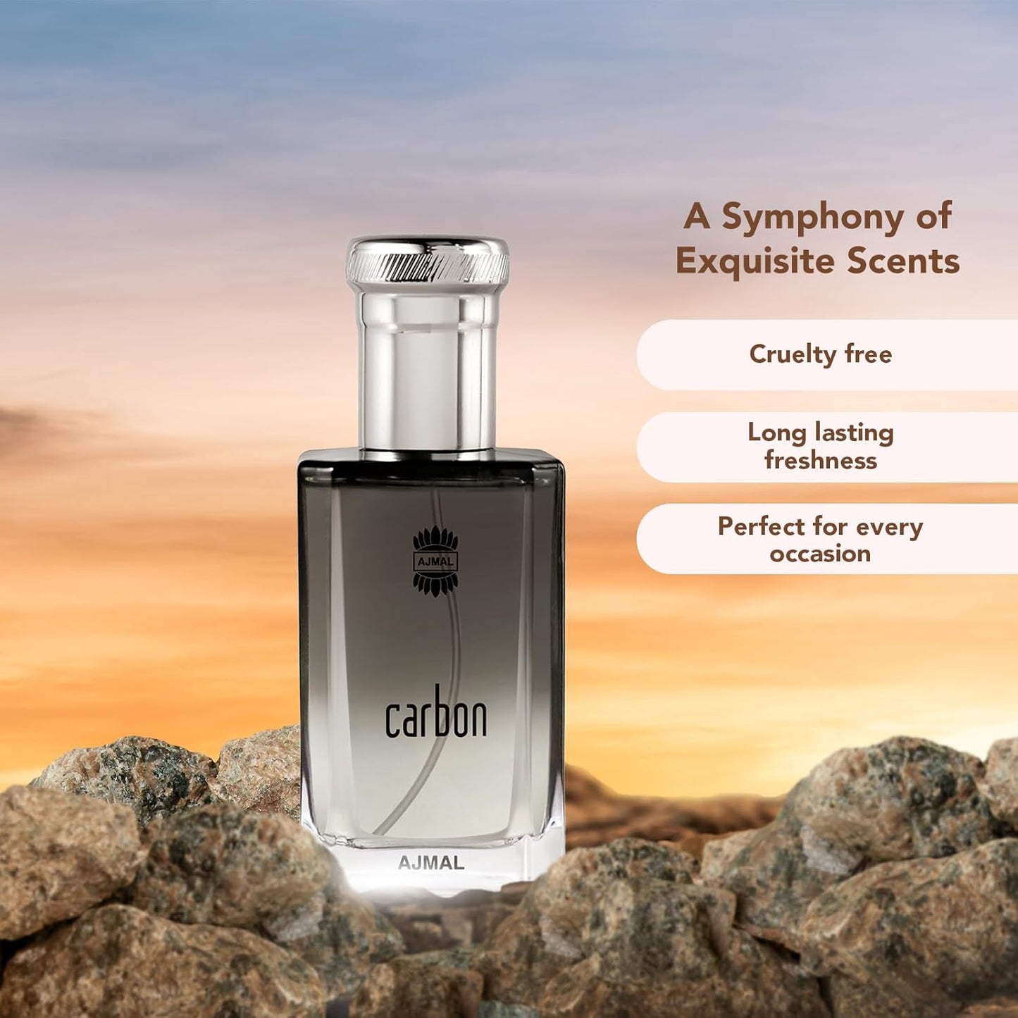Ajmal Carbon Eau de Parfum for Men - Fresh Woody Aromatic Cologne | Long-Lasting Citrus, Lavender & Musk Fragrance - 3.4 fl oz / 100 ml