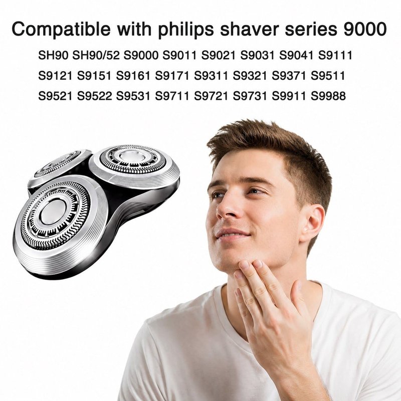 Upgrade SH90 Replacement Shaver Heads Compatible with Philips Norelco Series 9000 (S9000) Shavers Replacement Heads with Backet
