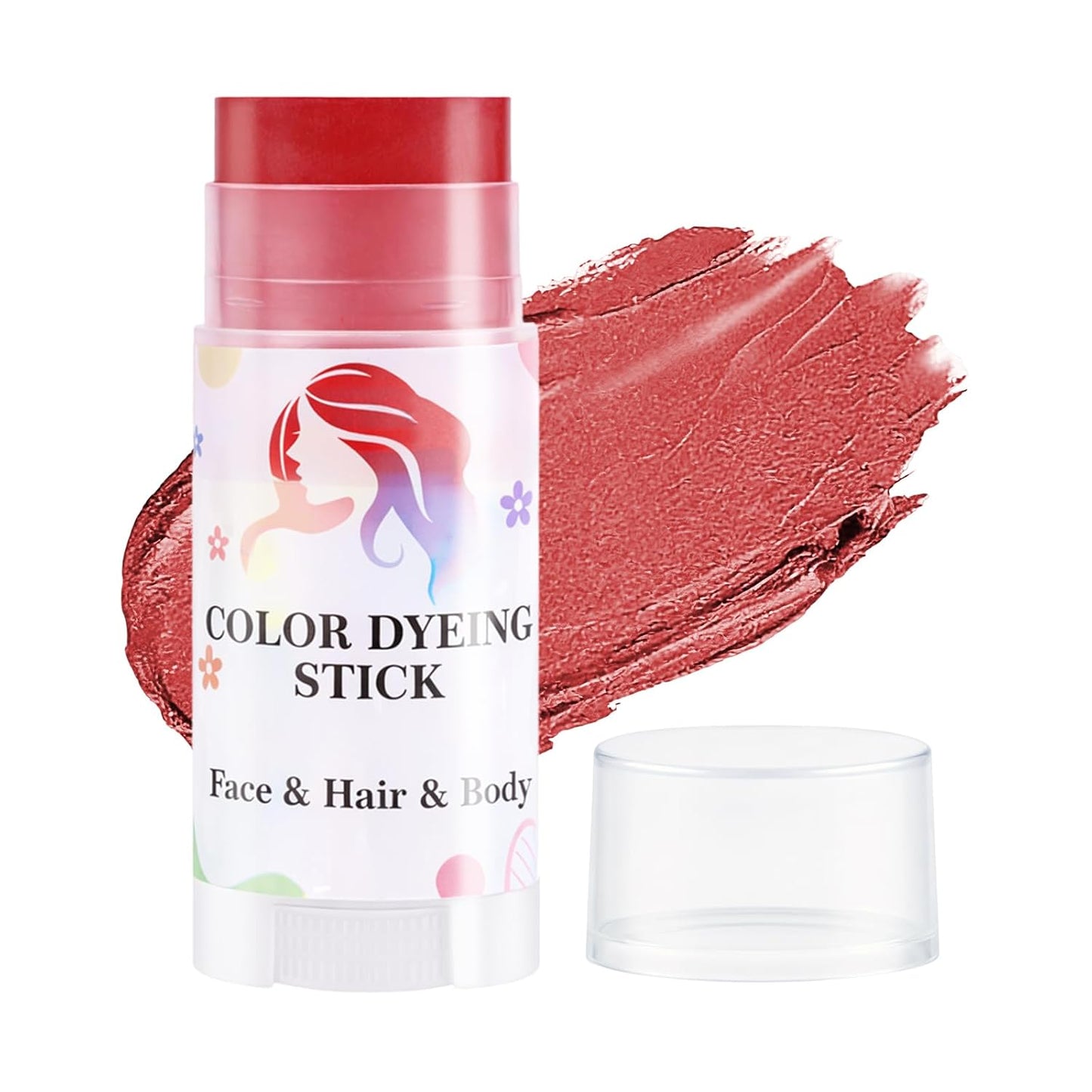 Red Temporary Hair Color Sticks - Washable Waterproof Hair Dye Chalk | Multi-Purpose Face & Body Paint for Festivals & Parties
