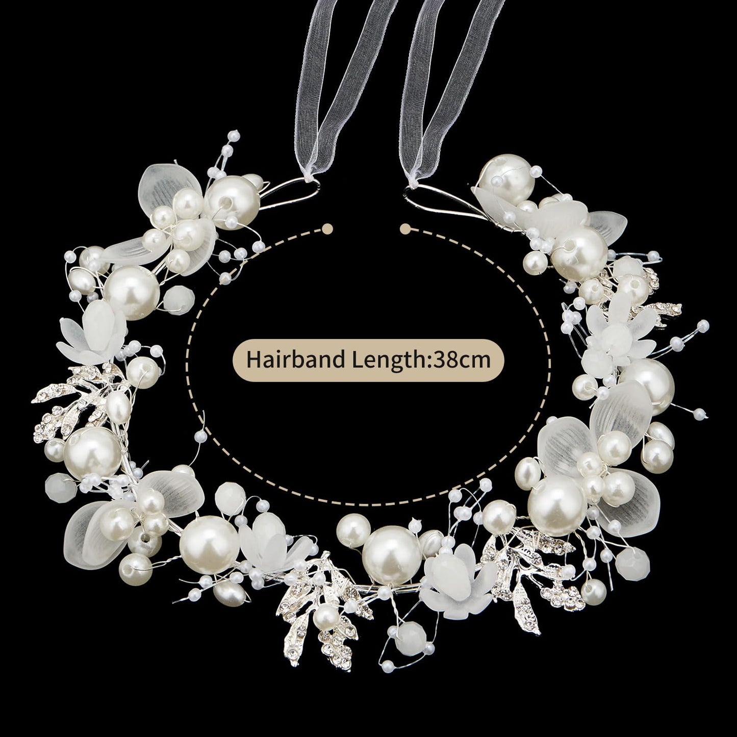 QIUTIMIY Flower Girl Hair Accessory,Princess Headpiece for Bridal Wedding,first communion pearl headpiece for girls Women,Style8