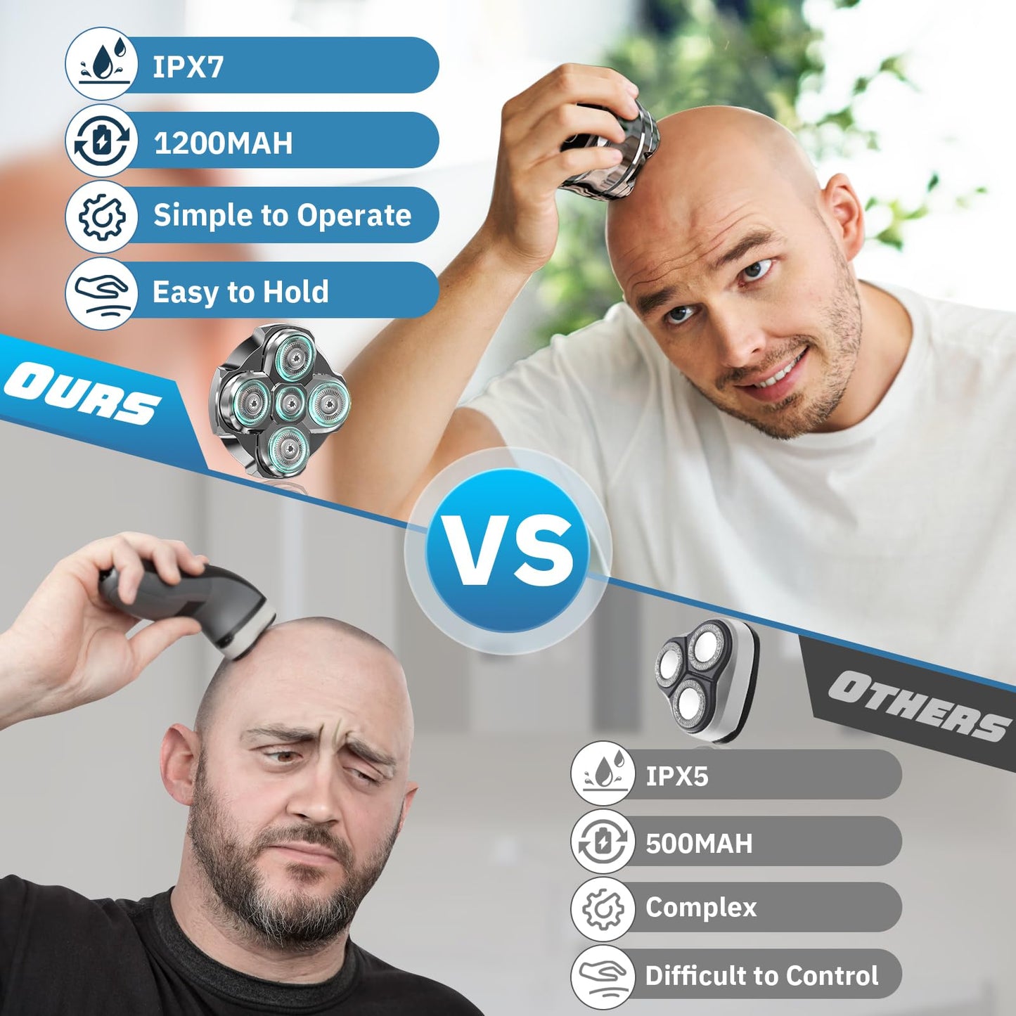 Luctry Head Shavers for Bald Men, Magnetic Electric Razor Hair Trimmer for Men Cordless Rechargeable Electric Shavers for Men 100% Waterproof Dry & Wet Beard Grooming Kit with Led Display