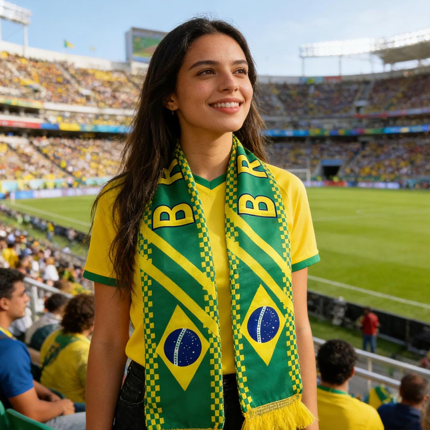 2026 Brazil Fan Kit - Face Paint Sticks, Flag Scarf, Hairy Headband, Wristband, Soccer Horns, Temporary Tattoo for Soccer, Football, Rugby, Baseball, Game Day, Watch Parties & National Celebrations