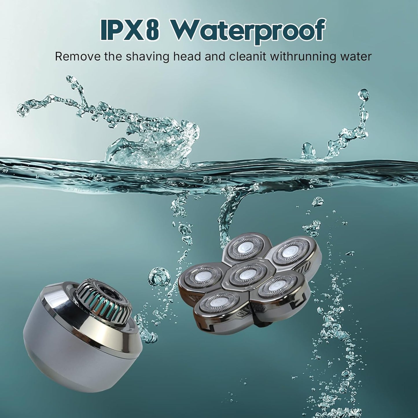 Electric Head Shaver for Bald Men - 6D Floating Heads, IPX8 Waterproof, Fast Charging Grooming Kit | Dry & Wet Use