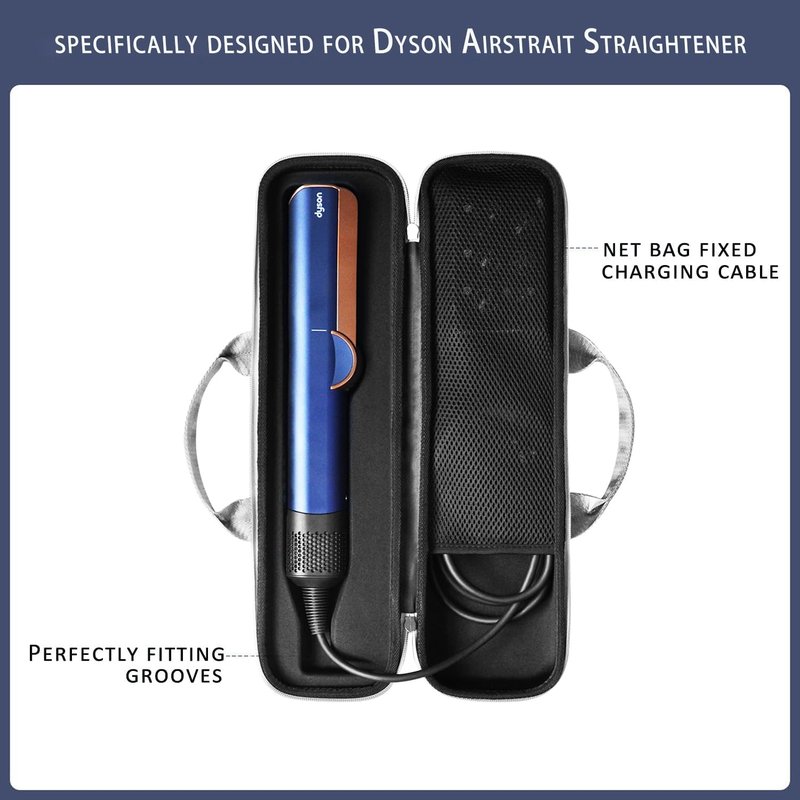 WINZEDGE Travel Carrying Case Compatible with Dyson Airstrait/Hair Straightener, Airstrait HT01 Accessories Tools Hard Case, Waterproof Storage Bag - Black (Gray)
