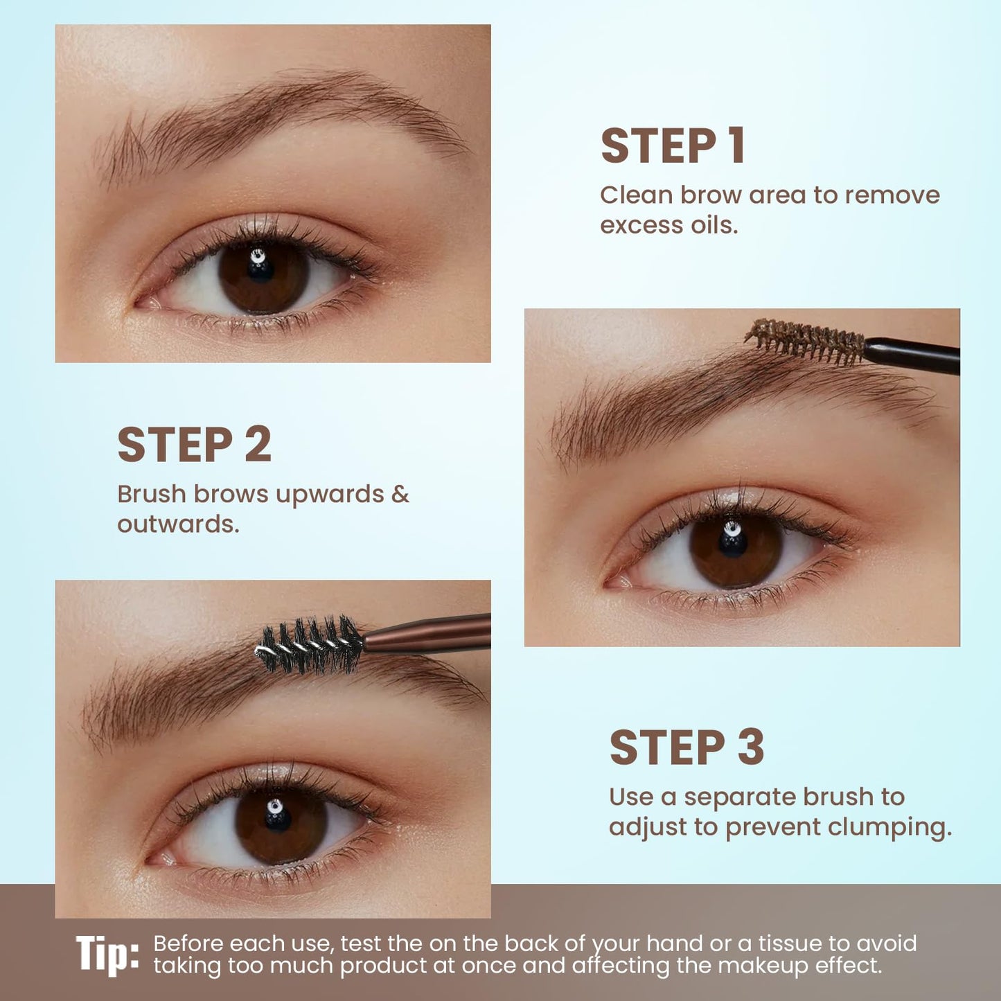 2 Pack Waterproof Brow Gel, Eyebrow Tint and Setting 2-in-1 Fluffy Volumizing Brow Mousse, All Day Hold Eyebrow Gel with Brush For Natural Full-Looking Eyebrow Makeup, Black