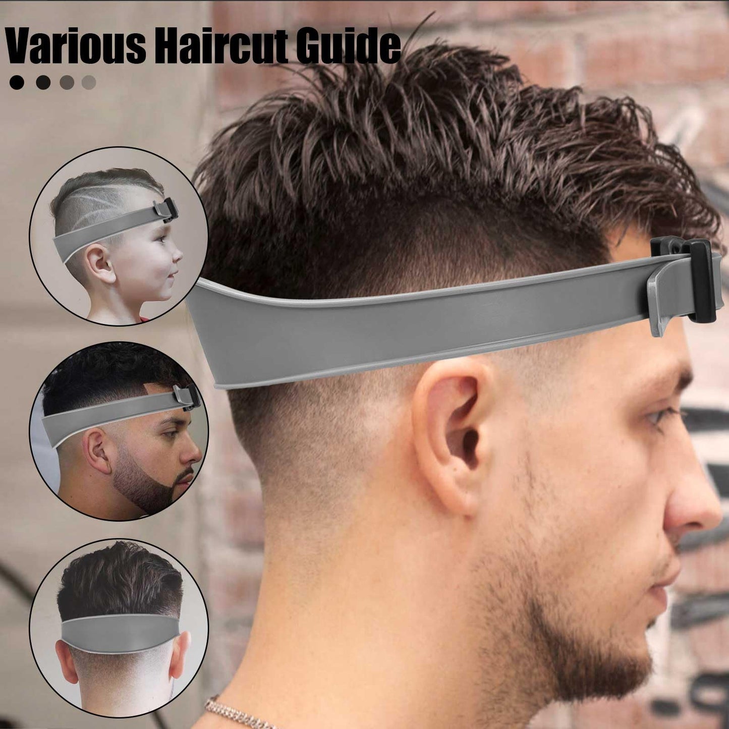 FOWSRHRG 1PC Neckline Shaving Template for DIY Self Haircutting, Adjustable Hair Trimming Guide, Silicone Curved Haircut Band for Cleaning Straight Neck Hairline (Gray)