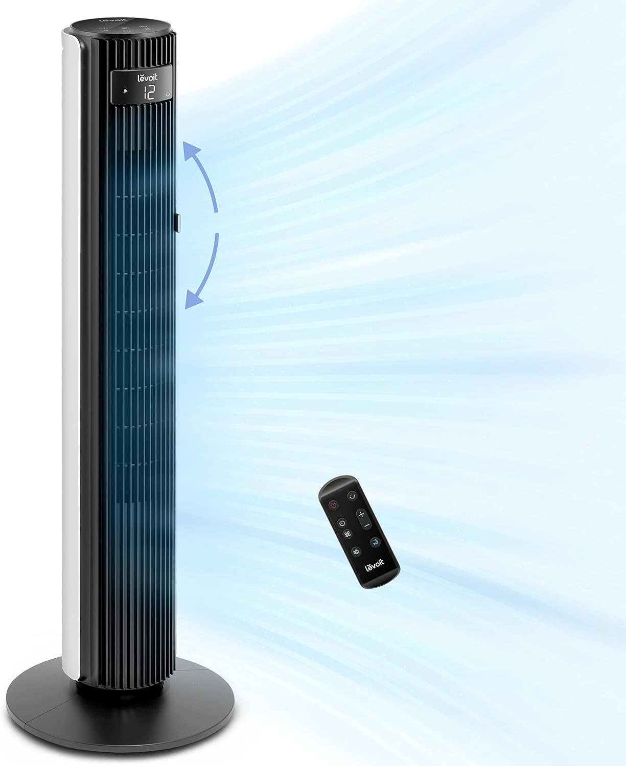 LEVOIT Tower Fan - 90° Oscillating Bladeless Fan for Bedroom | 28dB Quiet, 12H Timer, 5 Speeds, 36 Inch, White