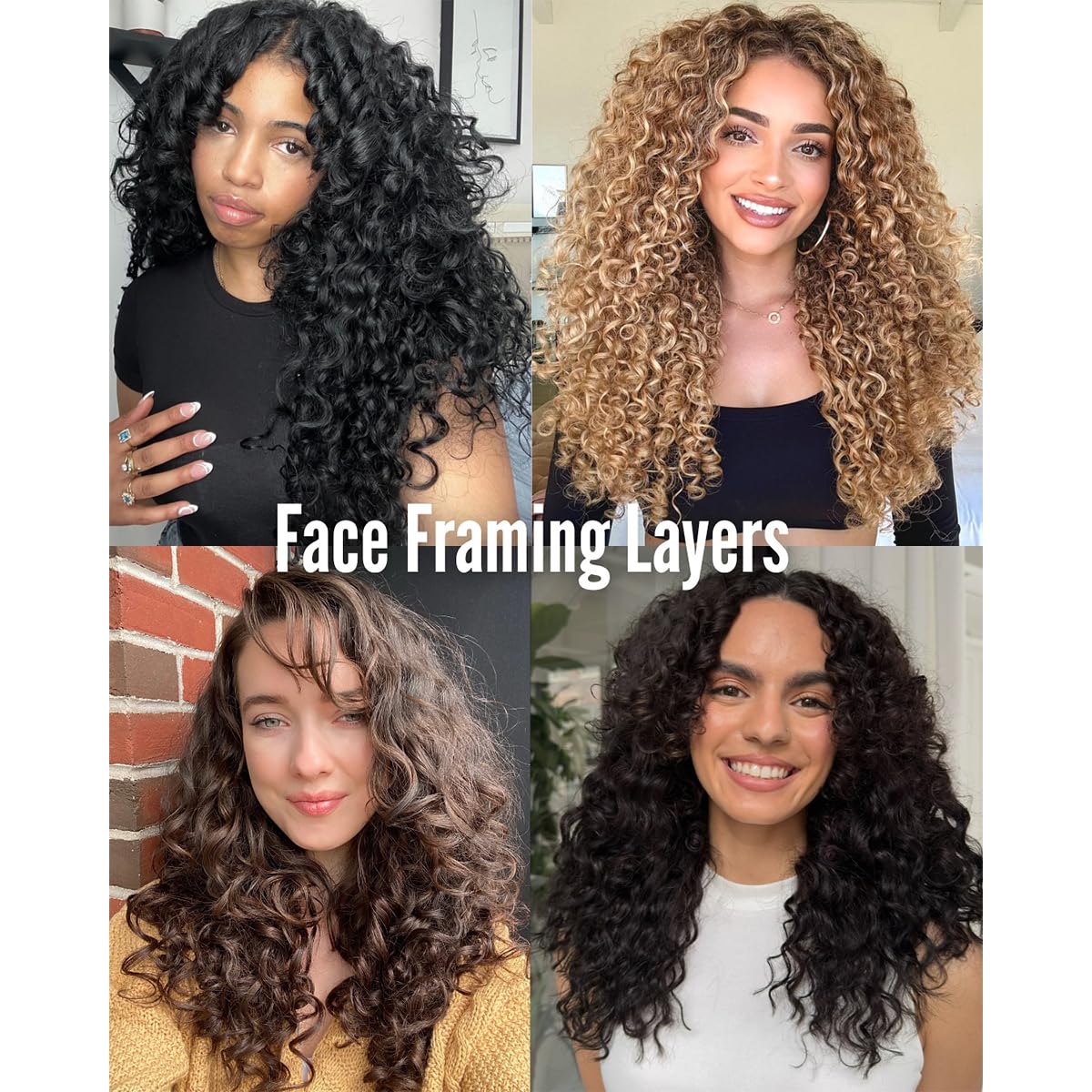 Curly Clip-In Hair Extensions - 20 Inch Thick Natural Synthetic Hairpieces | 4PCS Black