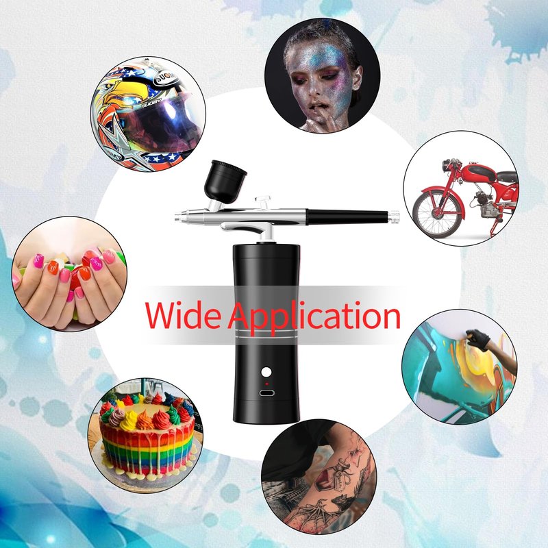 Airbrush Kit With Compressor Portable Airbrush Air Brush Kit with Air Compressor Airbrush for Nails Airbrush Compressor High Pressure Nail Airbrush Machine Handheld Mini Air Brush Kit (Black)