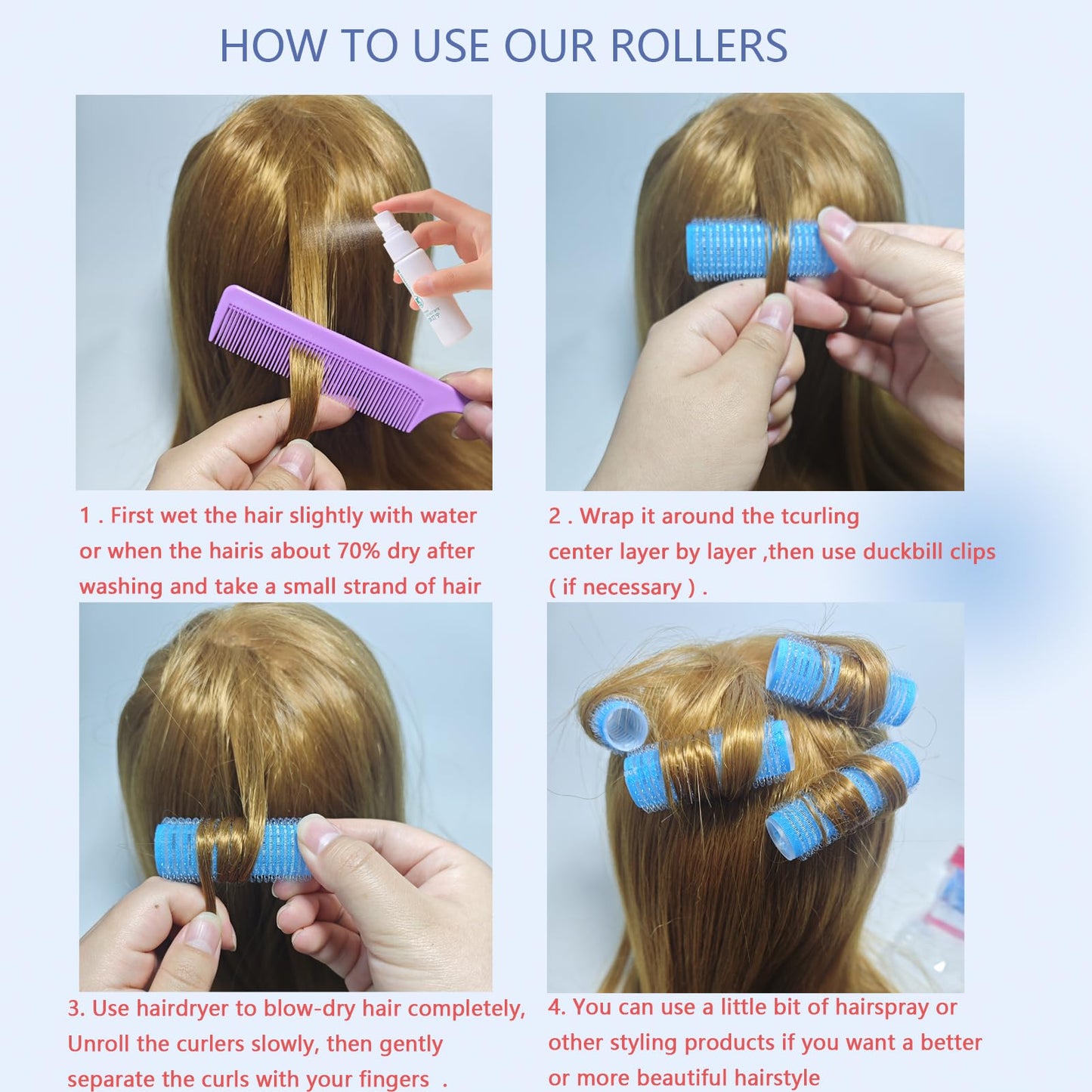 ZMD 18Pcs Self Grip Small Hair Rollers Curlers, Plastic Rollers Heatless Curlers Salon Dressing Curler DIY Curly Hair Hairstyle Roller for Women Girls Short Thin Fine Hair (0.8 x 2.4 Inch)