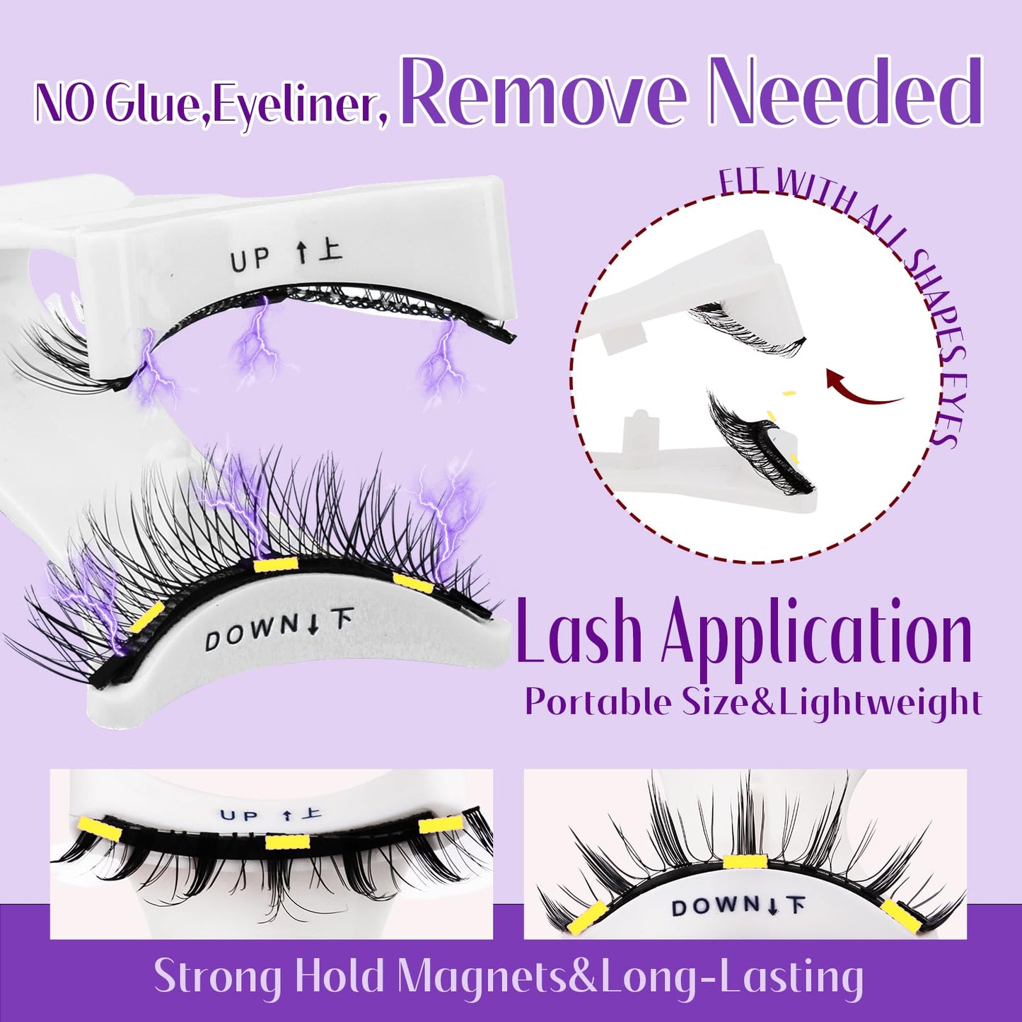 4 Pairs Magnetic Eyelashes Natural Look Kit False Eyelashes No Glue Needed - Reusable False Eyelashes Soft Magnetic Eyelashes Easy to Wear and Remove Use at Home（Four pairs-Y1+Y3）