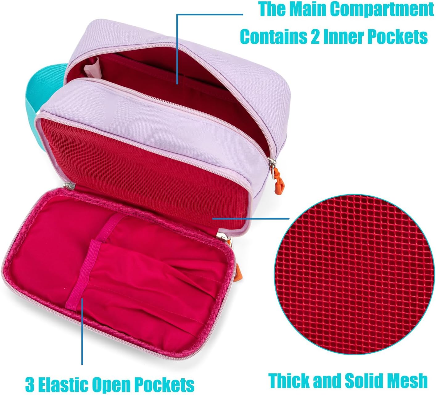 Kids Toiletry Bag - Travel-Friendly Design for Boys & Girls | Small Light Green with Carry Handle