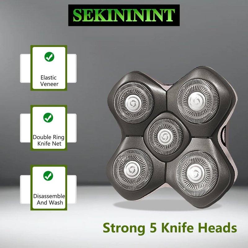 SEKINININT Newly Upgraded Replacement Heads for Skull Shaver Pitbull Platinum Pro Butterfly Kiss and Palm Hypo-Allergenic Electric Razors(5D Silver) SK5