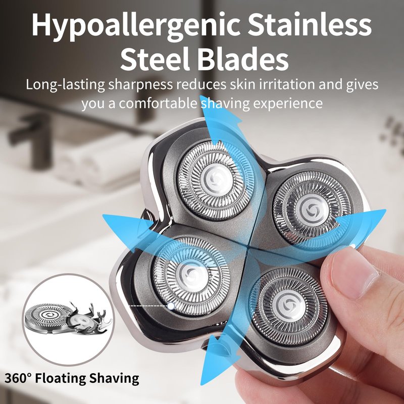 Replacement Head Compatible with Pitbulls Gold PRO,Silver PRO, Platinum PRO,Butterfly Kiss PRO - Hypoallergenic Stainless Steel Shaver Foil Replacement - 4D Floating Razor Blades 3 Pack