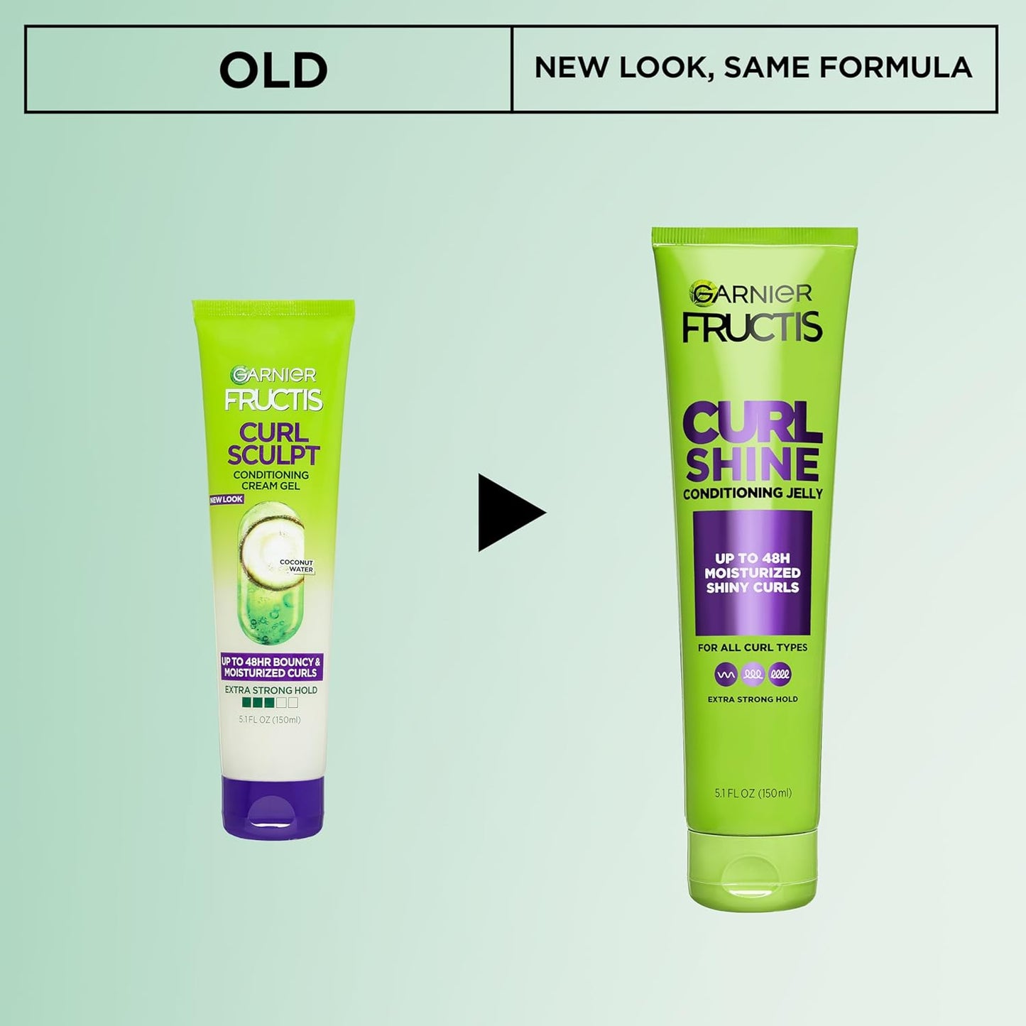 Garnier Fructis Curl Shine Conditioning Hair Gel - Extra Strong Hold for Curly & Wavy Hair | 5.1 Fl Oz