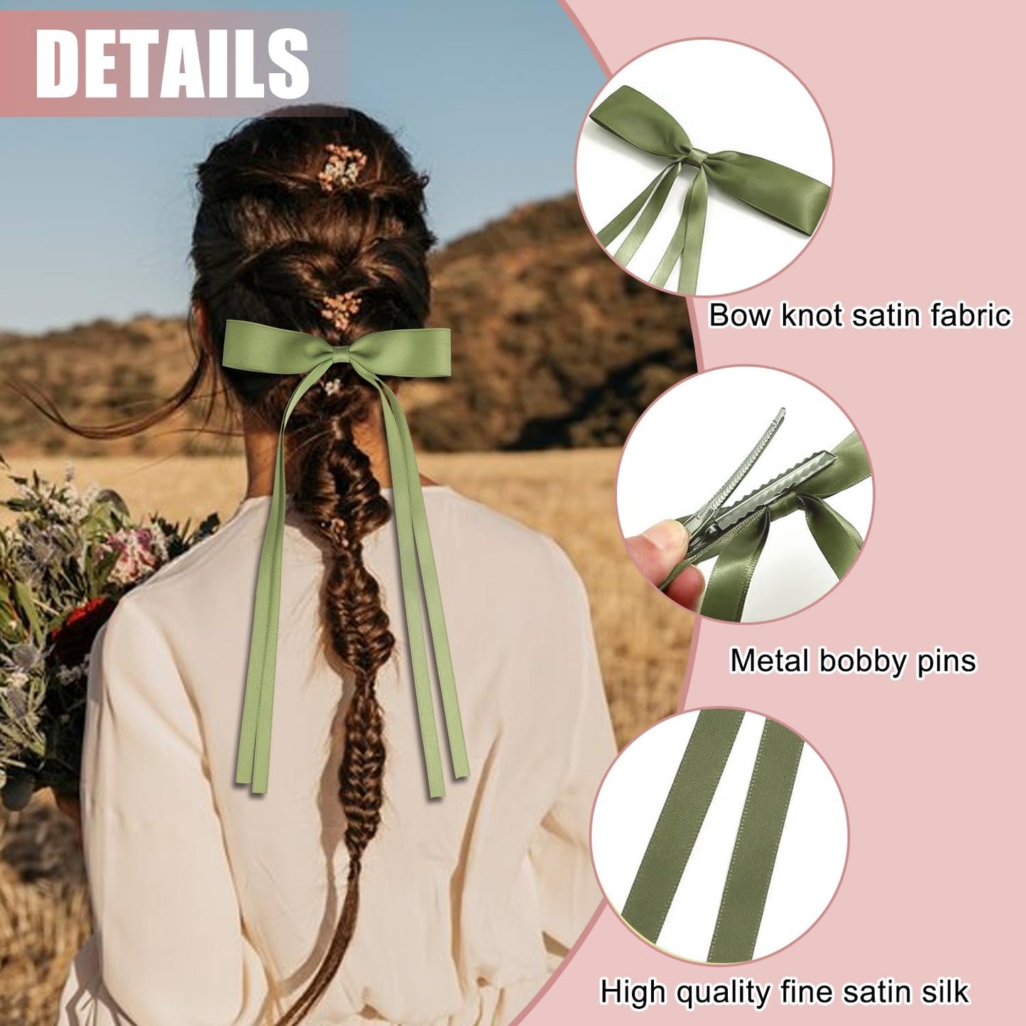 Tassel Hair Bow Clips - 8PCS Cute Long Hair Accessories | Bowknot Barrettes for Girls & Teens