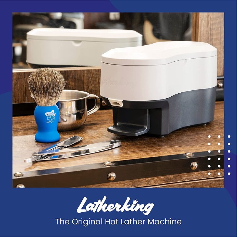 Latherking Campbell’s Next Generation Hot Lather Machine for Barbers, Professional Heated Shaving Cream Dispenser, One-Hand Pump Hot Foam Maker, UL Certified Barber Shop Equipment, Grey