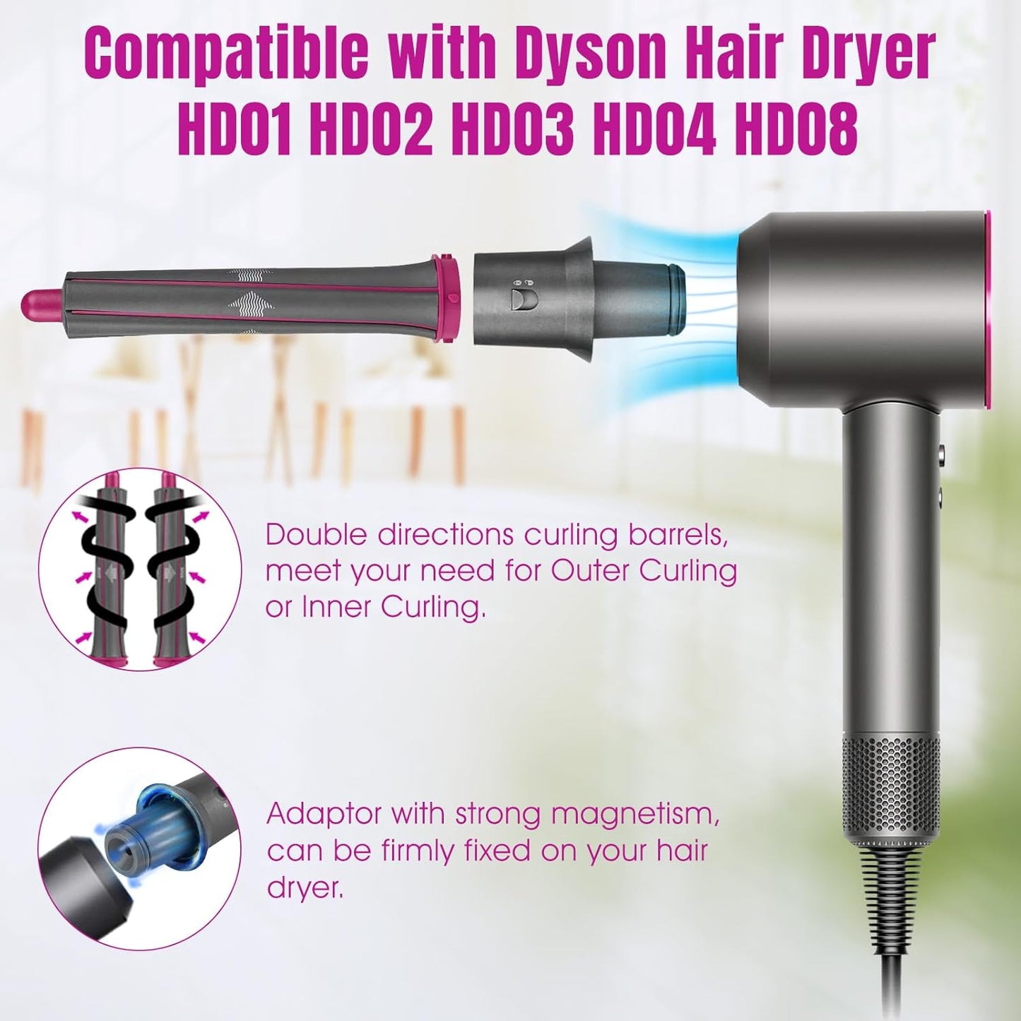 Dyson Airwrap Curling Iron Barrels - 1.2 Inch Long Hair Tool | Compatible with HS01 & HS05 Attachments