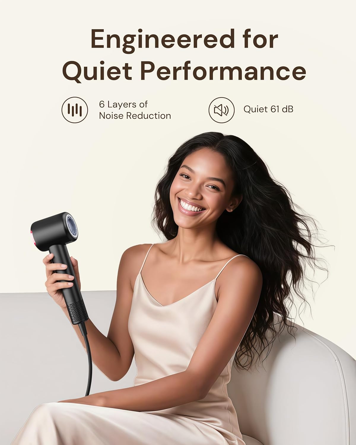 **Hair Dryer with Diffuser for Curly Hair - Professional Ionic Blow Dryer for Frizz Control | 110,000 RPM, Low Noise, 6.5 ft Cord**