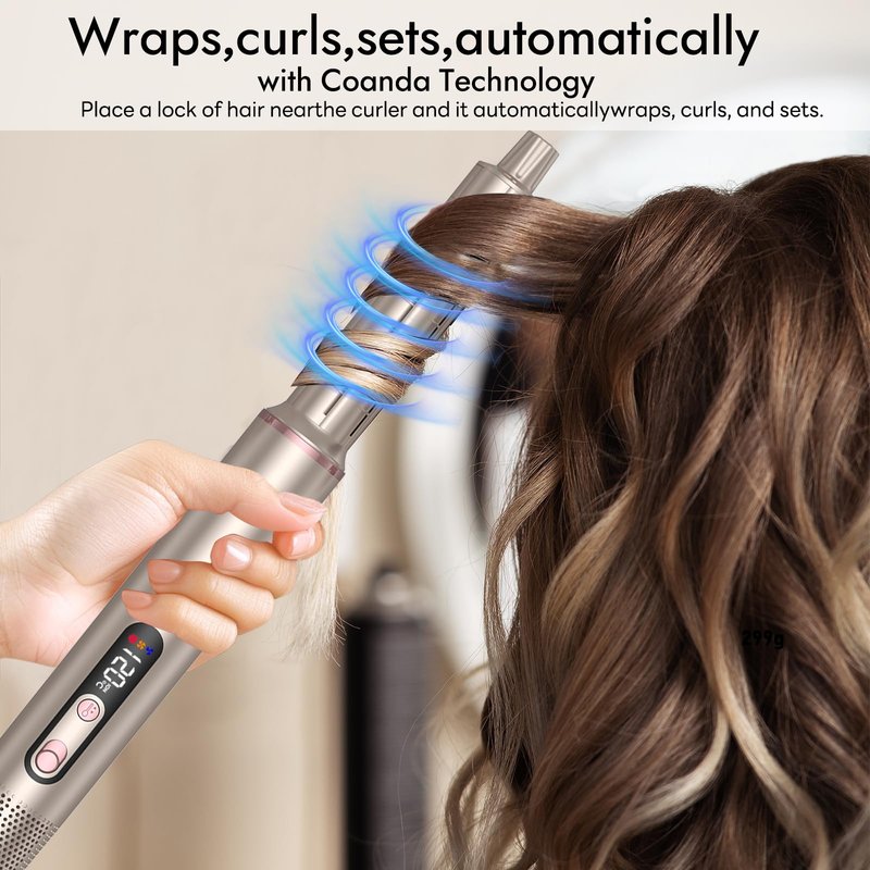 Nawedaa 6-in-1 Pro Ionic Hair Dryer with Constant Temperature & LCD Display | High-Speed Auto Wrap Hair Styler for Fast Salon Drying & Styling | Hot Air Brush for More Volume, Less Frizzc & Damage