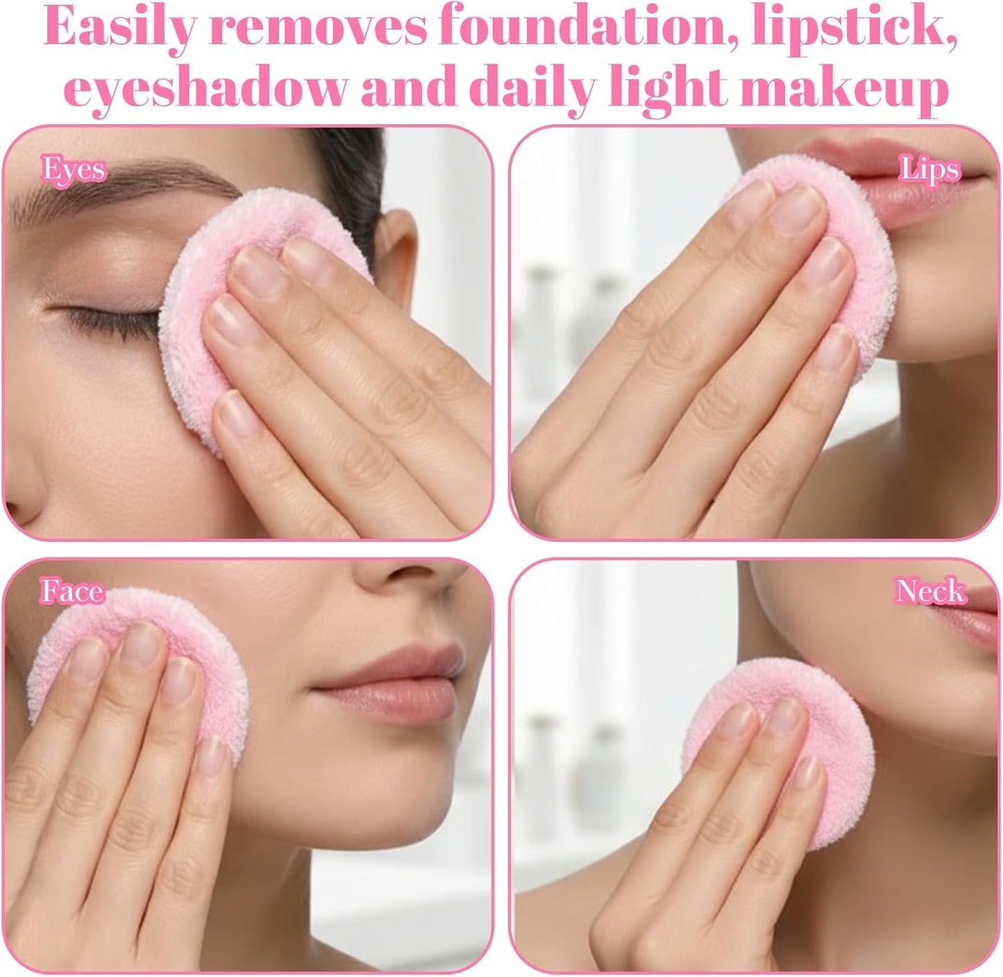 Reusable Makeup Remover Pads - Soft Coral Fleece Cotton | 8 Pcs Washable Face Pads with Mesh Storage Bag for Skincare