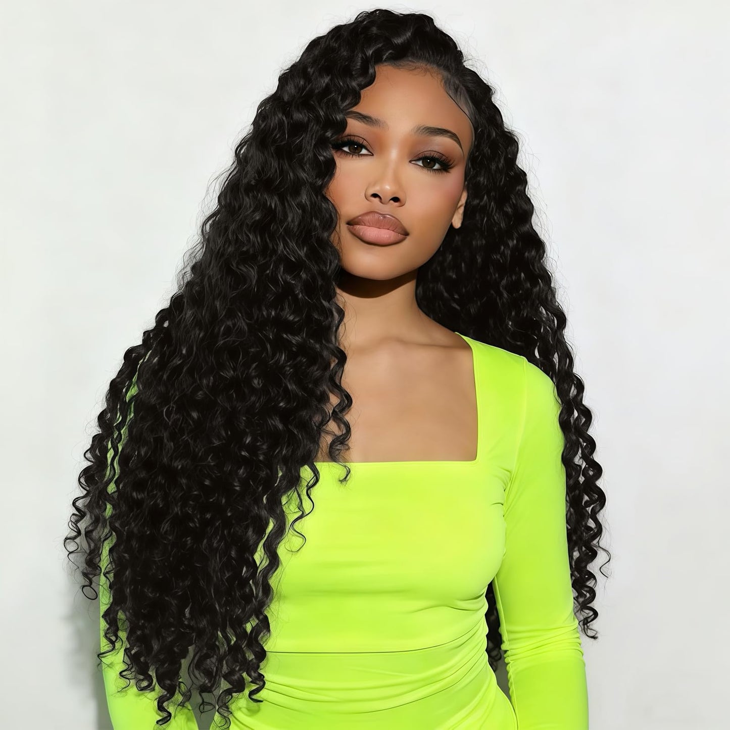 Maytune Half Wig Human Hair Deep Wave 24 Inch 200% Density Curly Half Wig 3 In 1 Drawstring Seamless Flip Over Headband Half Wigs for Black Women Human Hair Beginner Friendly