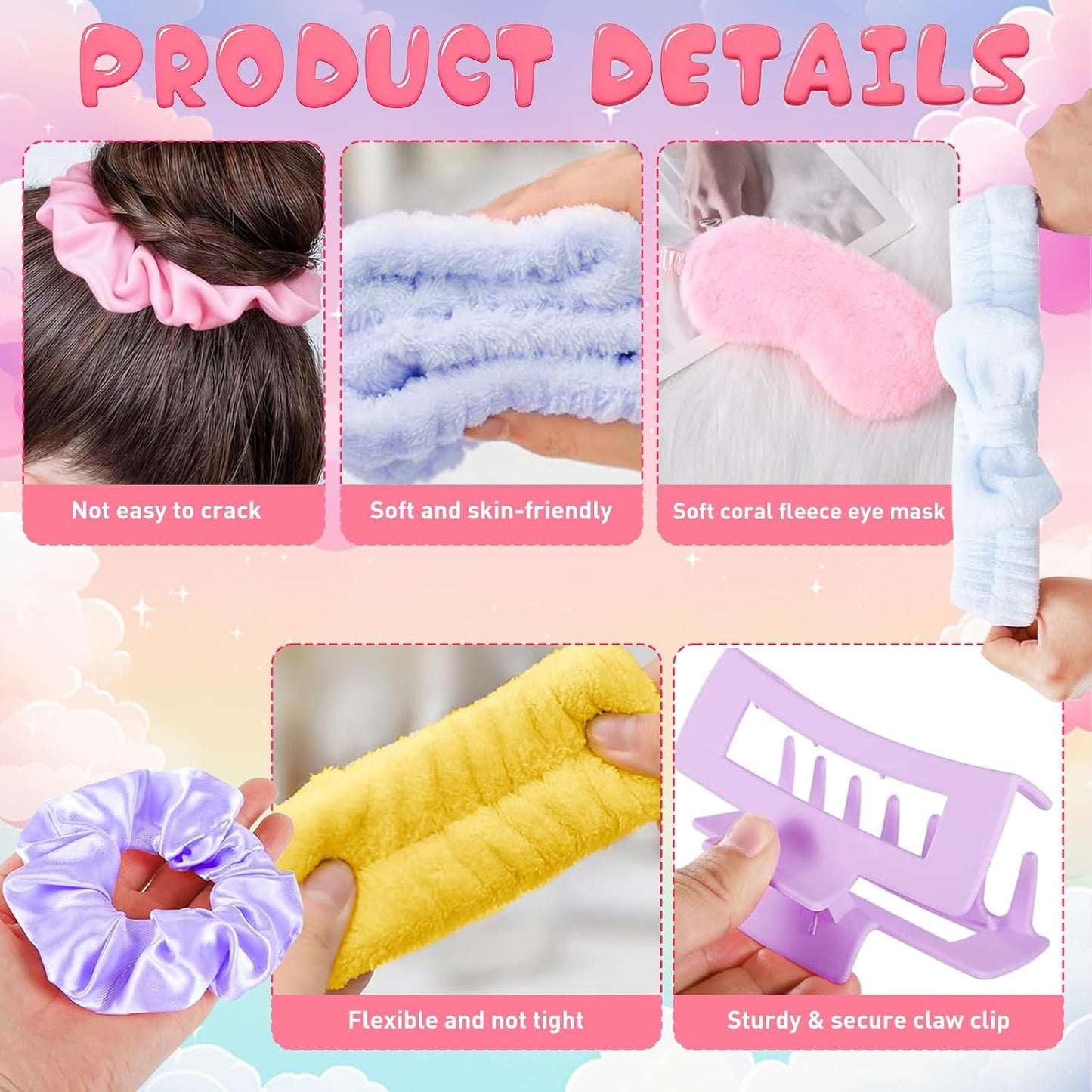 Spa Party Favors - 112 Pcs Face Mask Mixing Bowl Set, Glitter Cups, Headbands & More | Perfect for Birthday Sleepovers