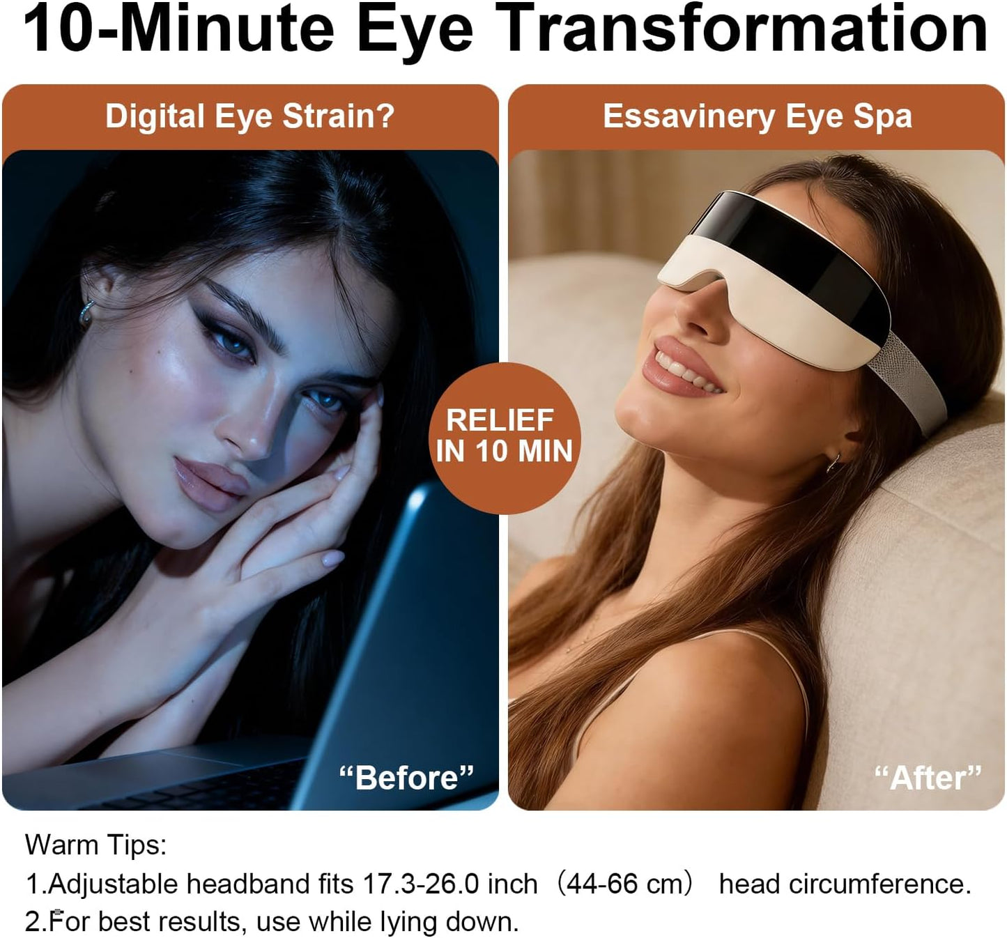 Eye Massager with Heat & Cooling - Smart Heated 3D Massage Mask for Travel & Home Use | Perfect Father's Day Gift