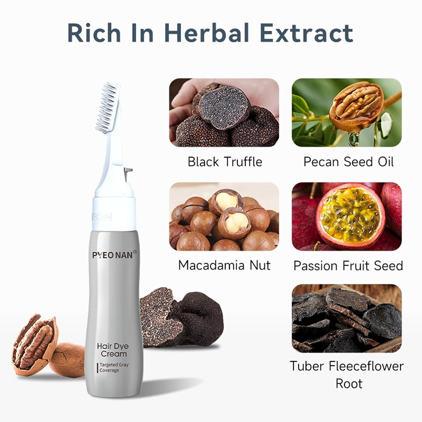 Unisex Hair Dye Cream - Natural Plant Extracts for Targeted Gray Coverage | 2-in-1 Dark Brown Haircare & Touch-Up