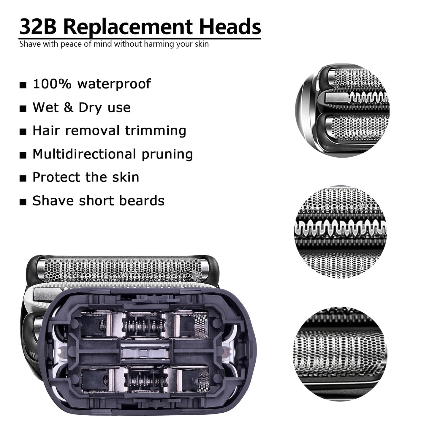 32B S3 Electric Replacement Shaver Head for Series 3 Shaving Razors, Compatible with S3 3040s 3080s-4 370cc 3070cc 3000s 3010, 3090cc Etc.