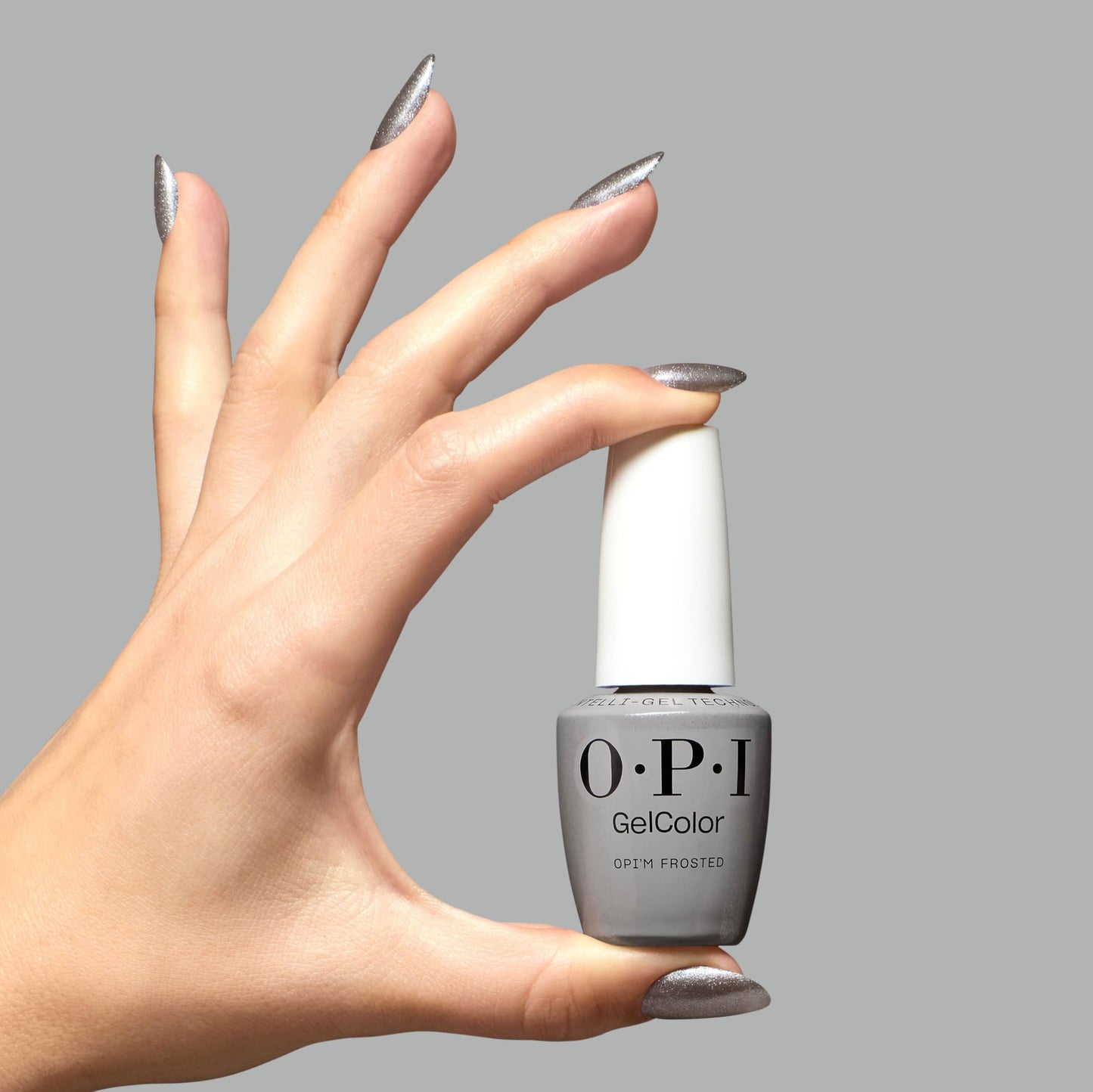 OPI GelColor OPI’m Frosted | Semi-Sheer Soft Cool Holographic Silver Shimmer LED Cure Gel Nail Polish | Salon-Quality Shine, Long-Lasting Wear | 0.5 Fl Oz | Good Enough to Treat | Holiday 2025