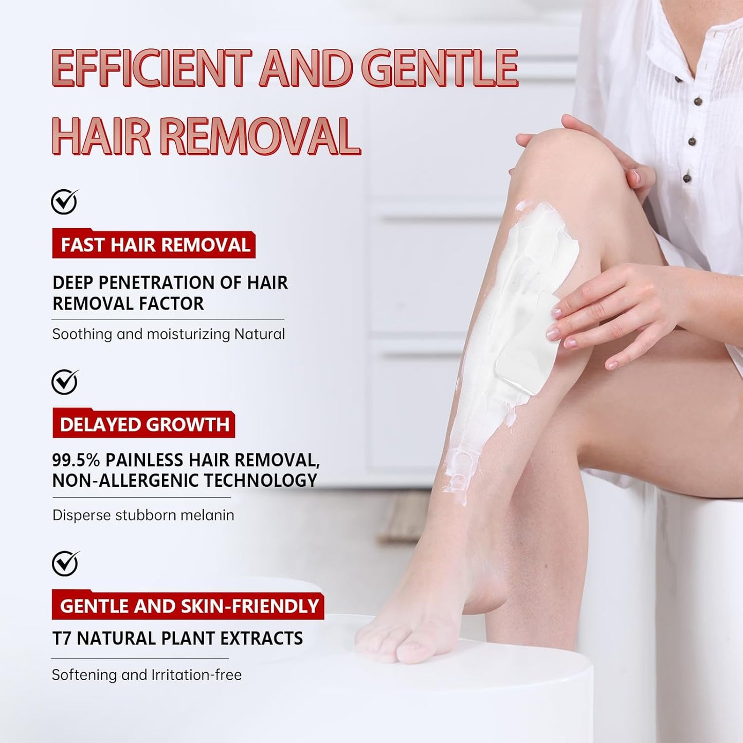 VGO Painless Hair Removal Cream for All Skin Types - 4.06oz with Spatula | Ideal for Body, Back & Legs