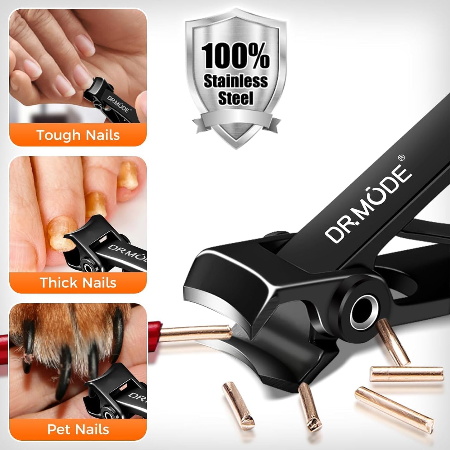 Toenail Clippers for Thick Toenails - Angled Long Handle Design for Seniors | Heavy Duty, Wide Jaw Opening, Black