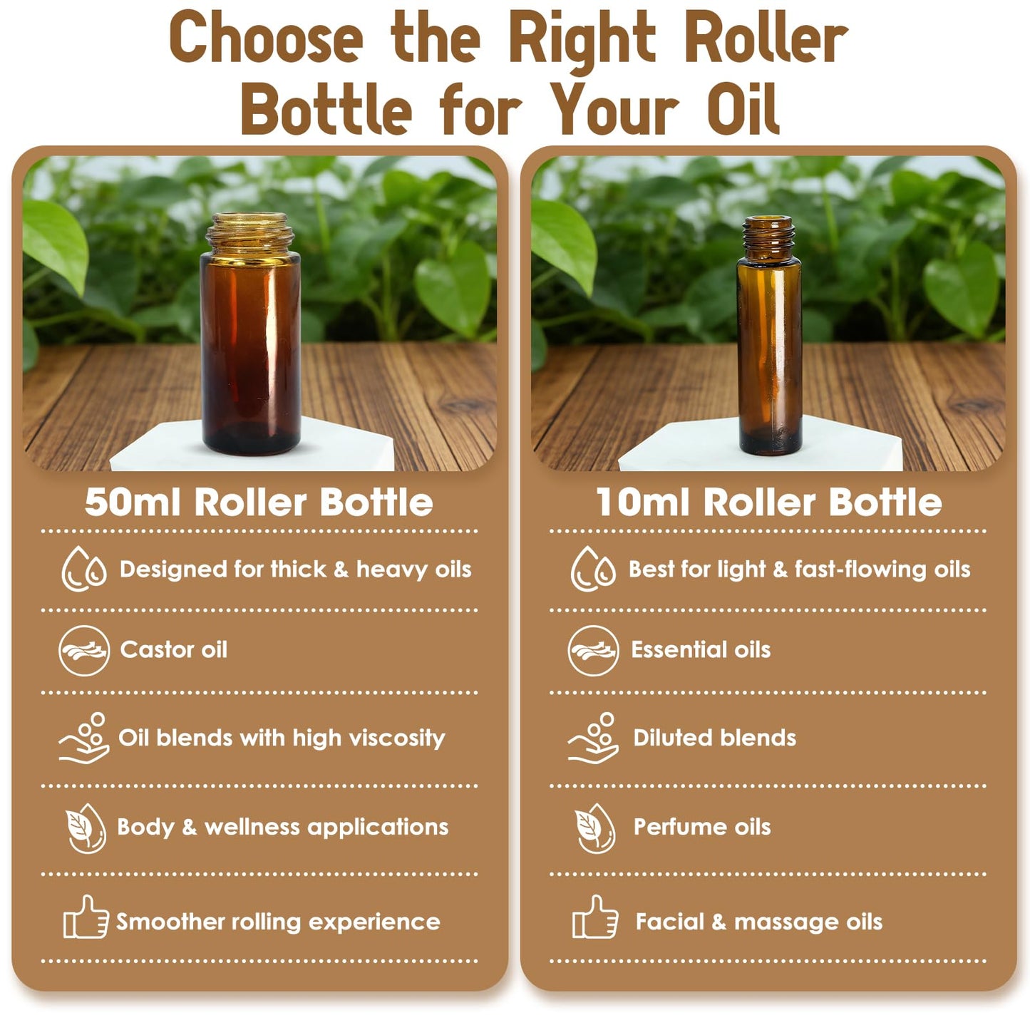 3 Pack Rose Quartz & Amethyst & Green Aventurine Roller Bottles for Oils, 50ml Refillable Amber Glass Roll On Bottles with Natural Crystal Roller, Leak-Proof Travel Perfume Bottle with Gold Caps