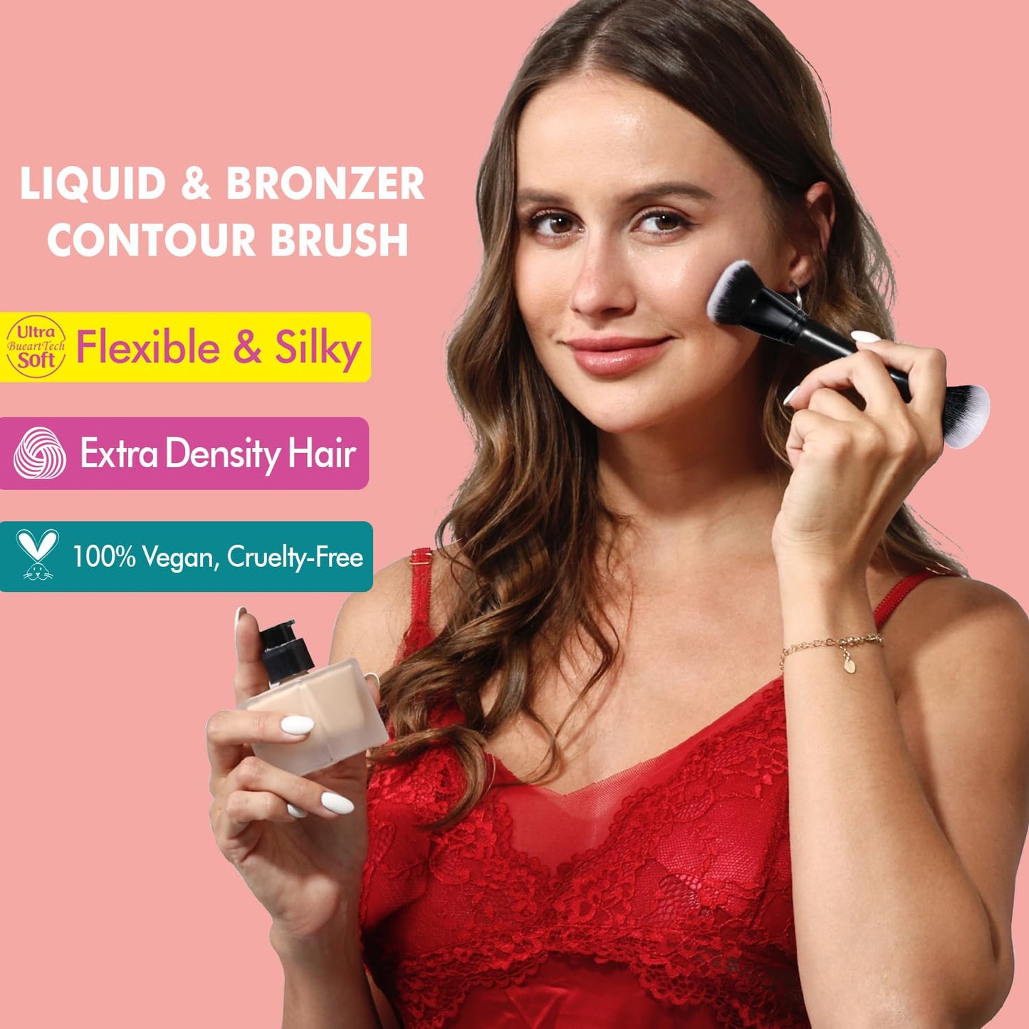 Complexion Duo Brush Set - Ultra-Soft Double-Ended Makeup Brushes for Foundation & Bronzer | Vegan & Cruelty-Free